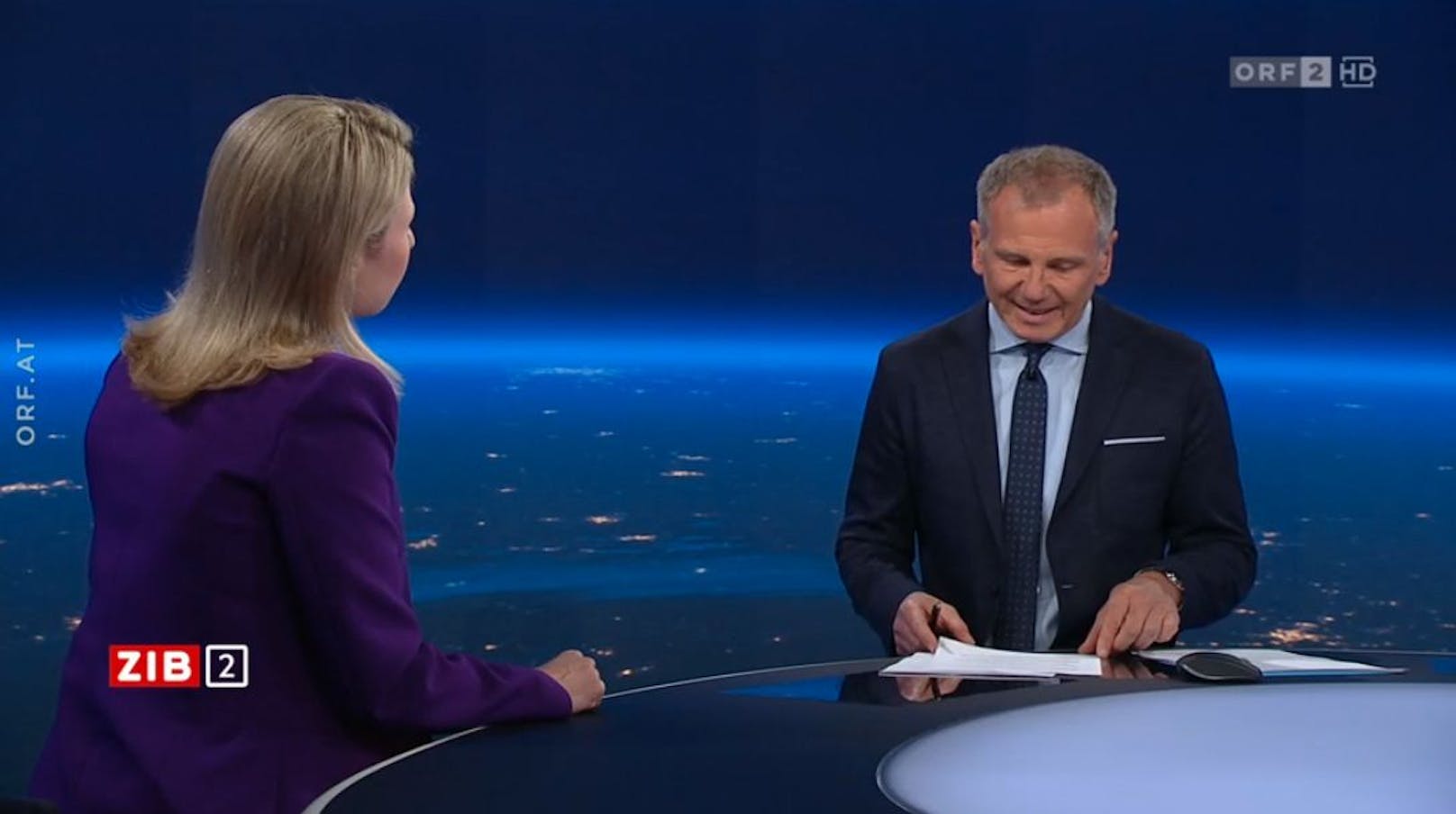 Medienministerin Susanne Raab (ÖVP) zum neuen ORF-Gesetz in der ZiB2 mit Armin Wolf am 26. April 2023.