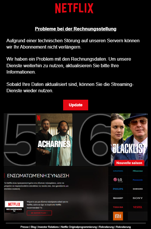 Dieses Phishing-Mail macht zurzeit die Runde.