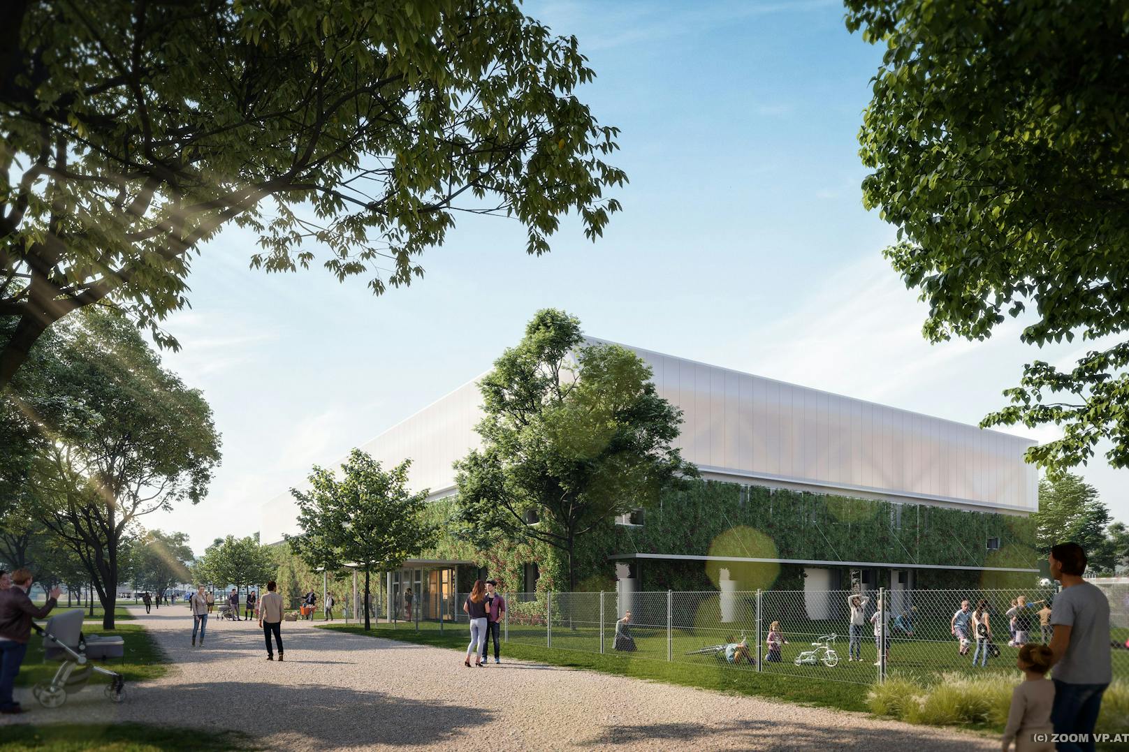 So wird die neue "Sport & Fun"-Halle in Wien-Leopoldstadt ausschauen. Ab September 2023 soll sie in Betrieb sein.