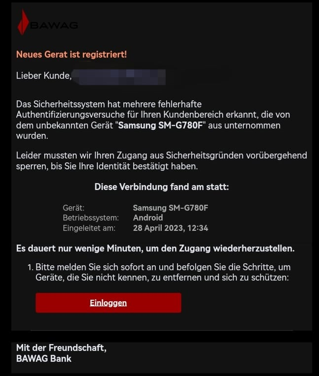 Eine neue Betrugsmail ist im Umlauf.