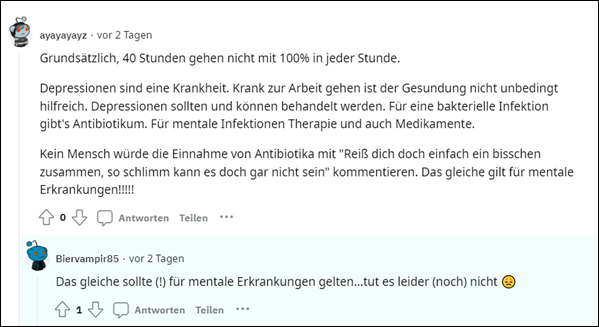 Reddit: "Wie könnt ihr die 40 Stunden Woche verkraften?" - Mental Health.