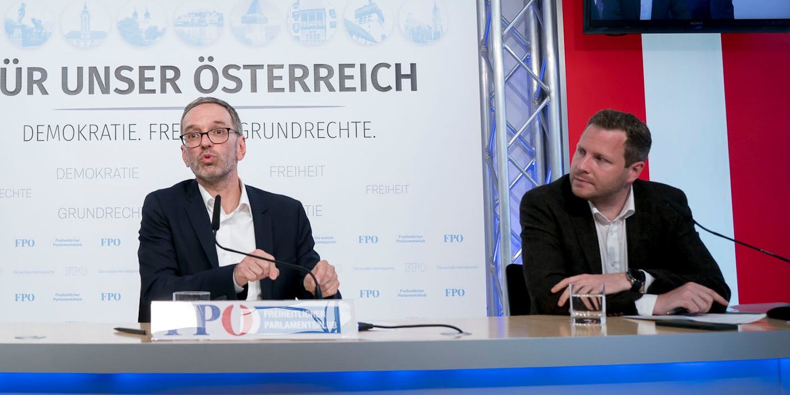 Kampfansage von FPÖ-Generalsekretär Schnedlitz (rechts): Wird Kickl Erster, wird Kickl auch Kanzler.