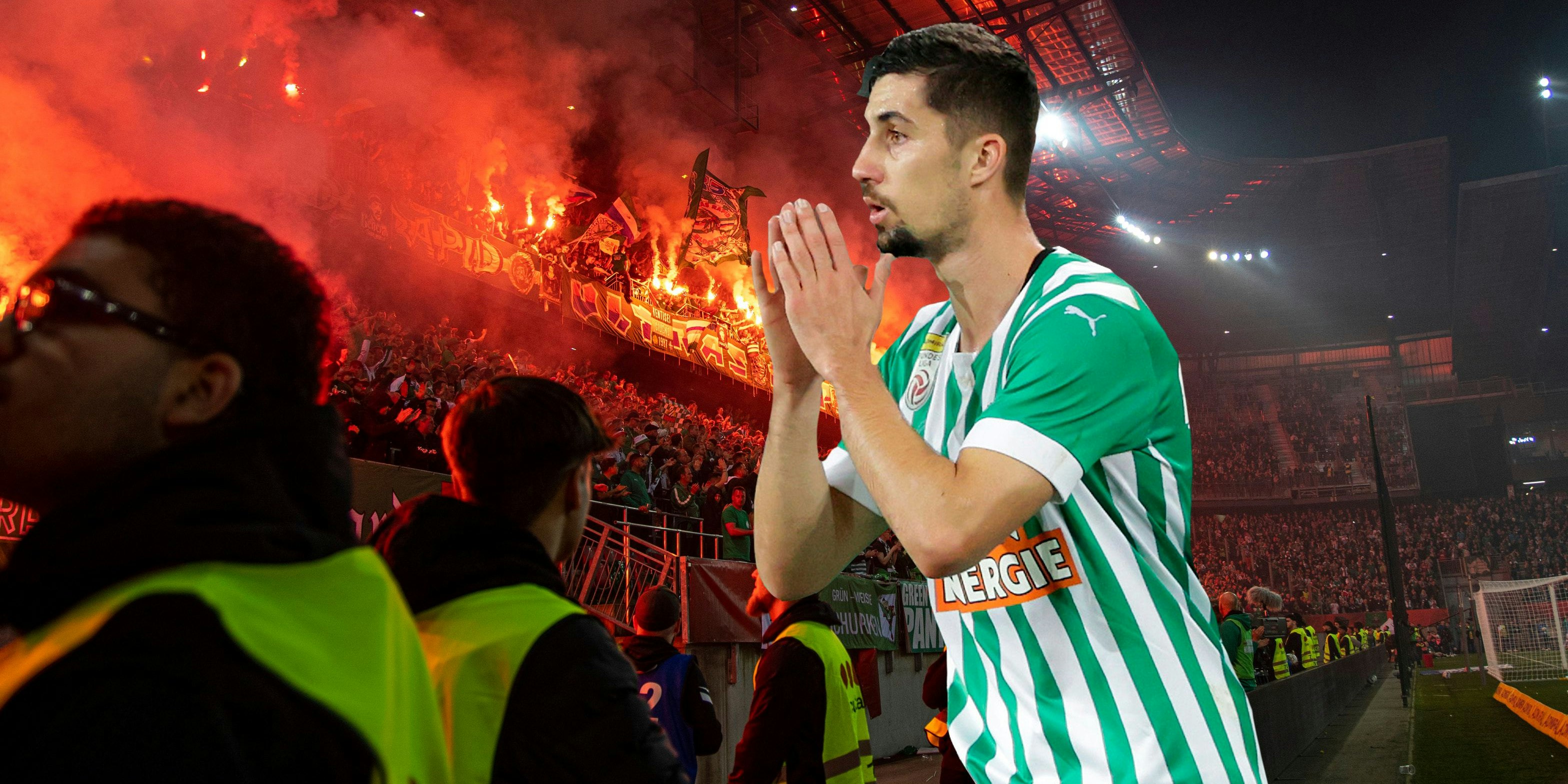 Martin Koscelnik wurde von Pyrotechnik an der Schulter getroffen.