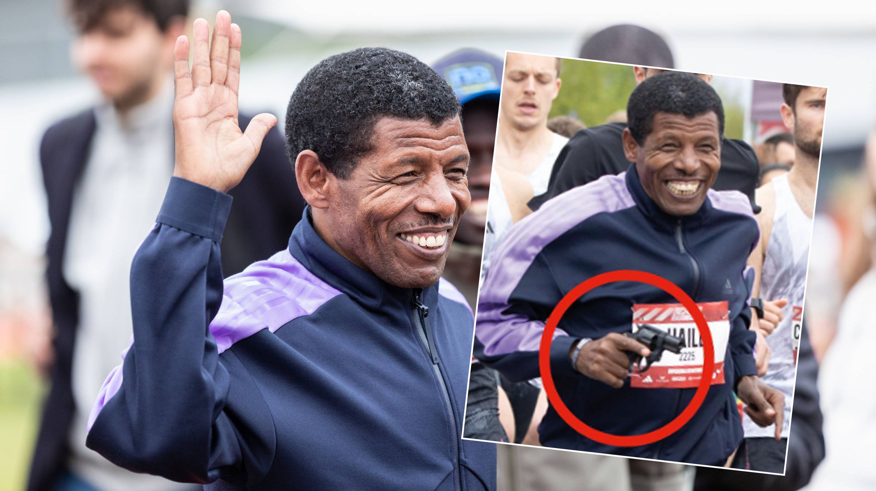 Haile Gebrselassie lief mit einer Pistole in der Hand