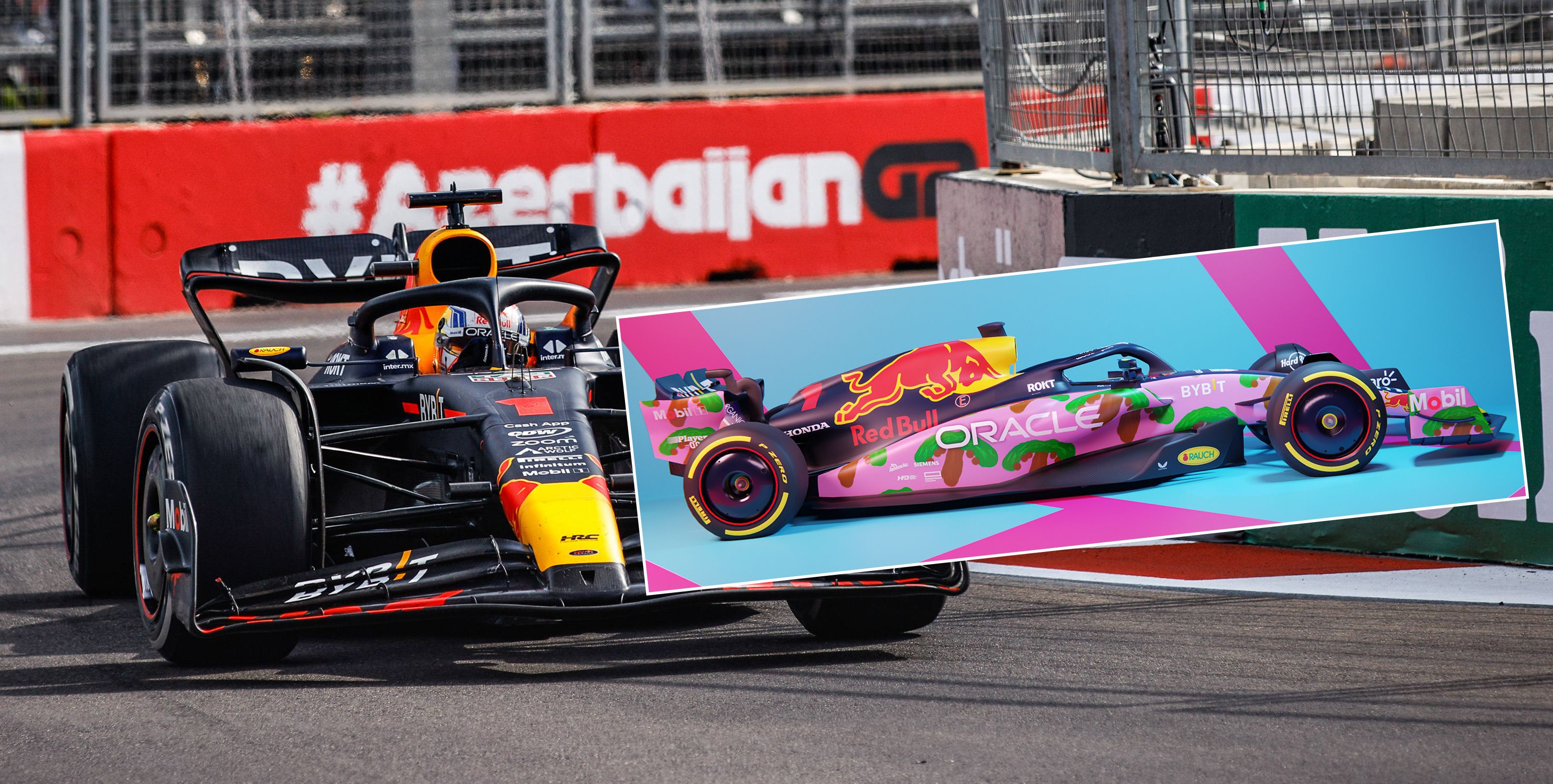 Verstappen und Perez sollen bald in rosa Red-Bull-Boliden fahren.