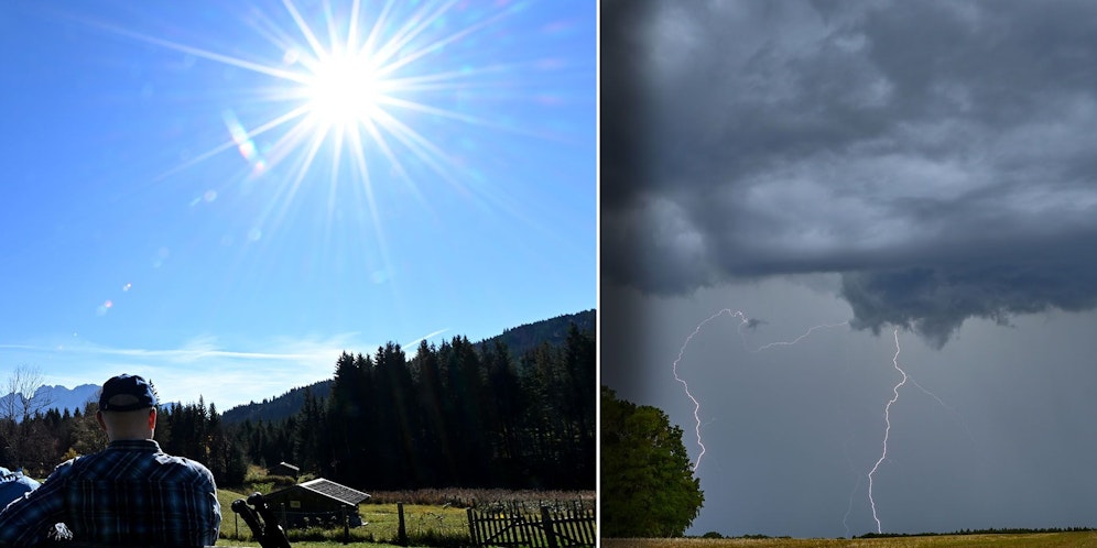 Während am Donnerstag mit bis zu 25 Grad zu rechnen ist, zieht zum Wochenende eine heftige Gewitterfront über Teile des Landes.&nbsp;