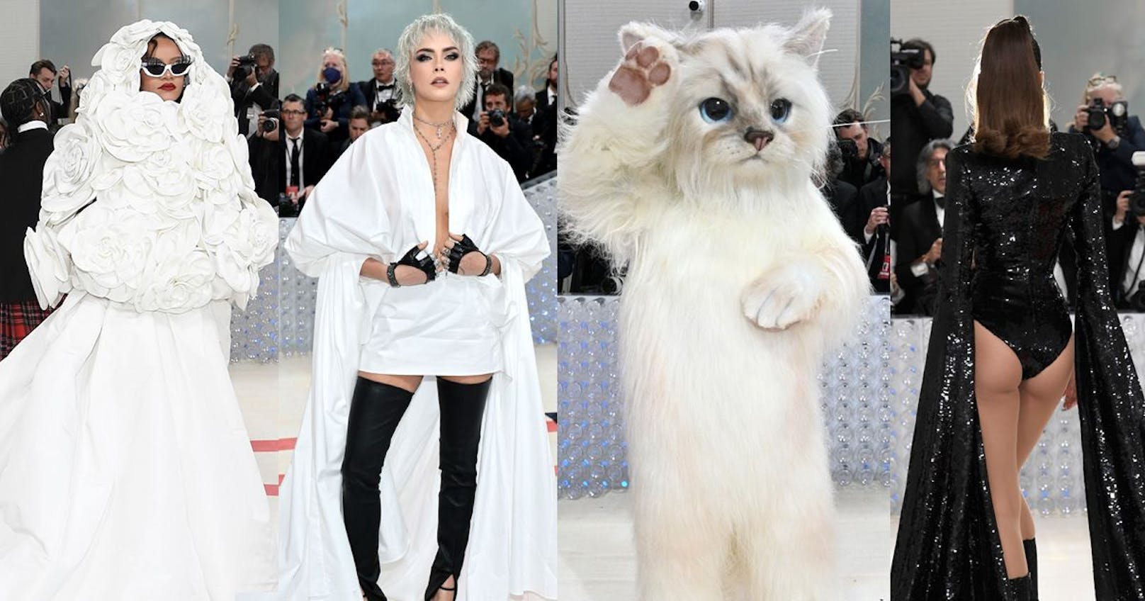 Nicht nur Lagerfeld Musen und Superstars erschienen zur Met Gala 2023, sondern auch die "Katze" des verstorbenen Modezaren.