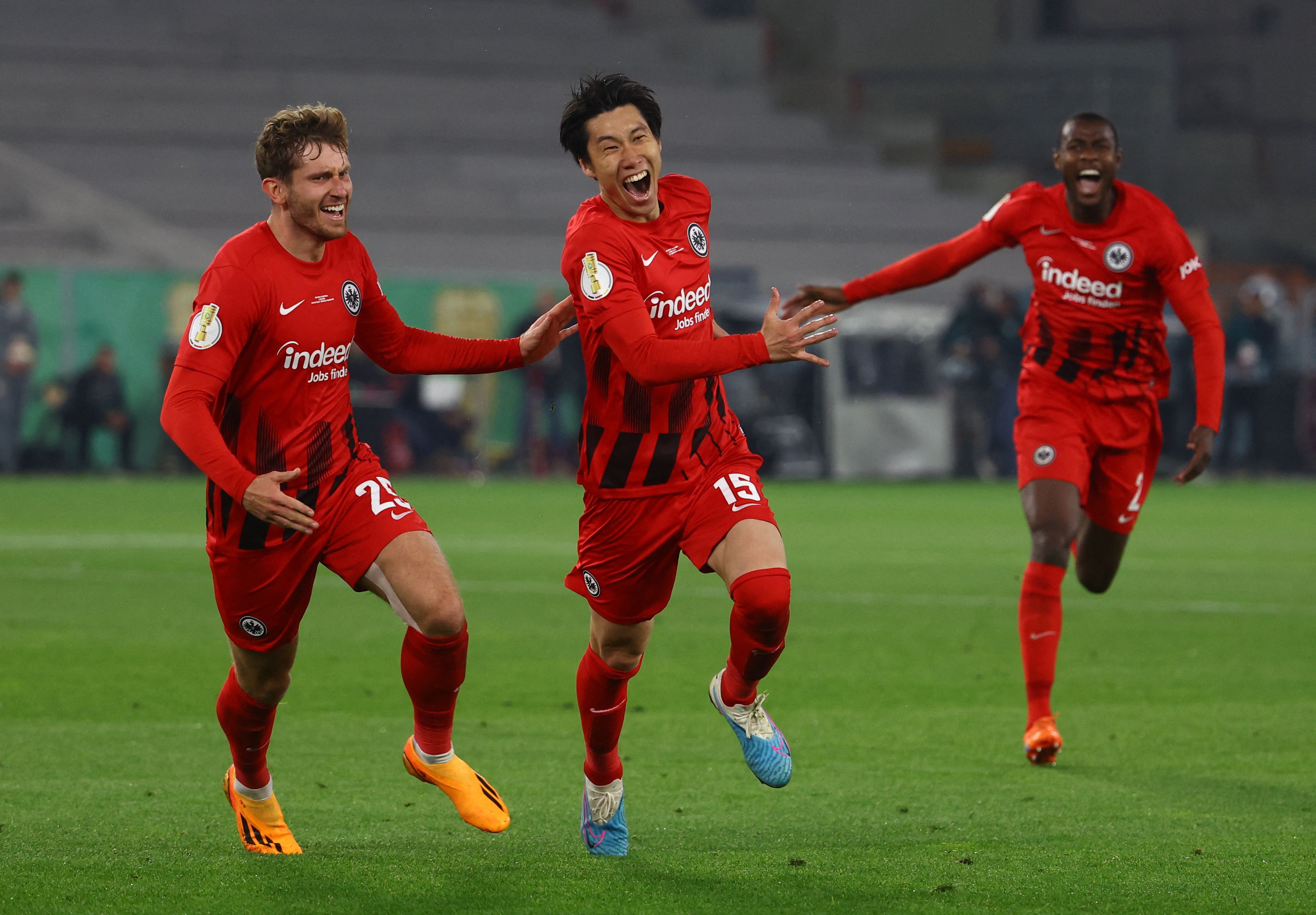 Großer Jubel bei Eintracht Frankfurt. 