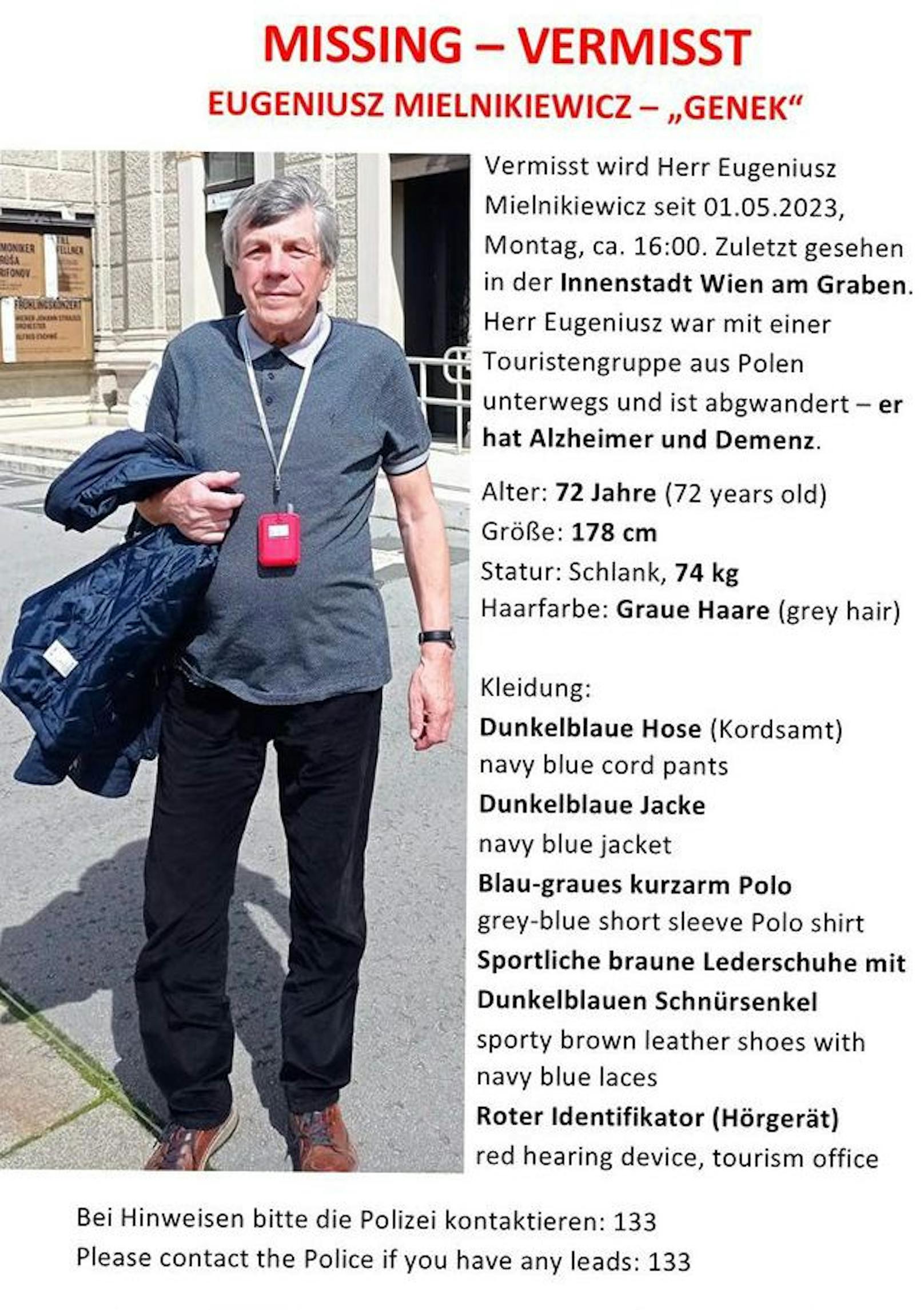 Eugeniusz Mielnikiewicz (72) wird vermisst.