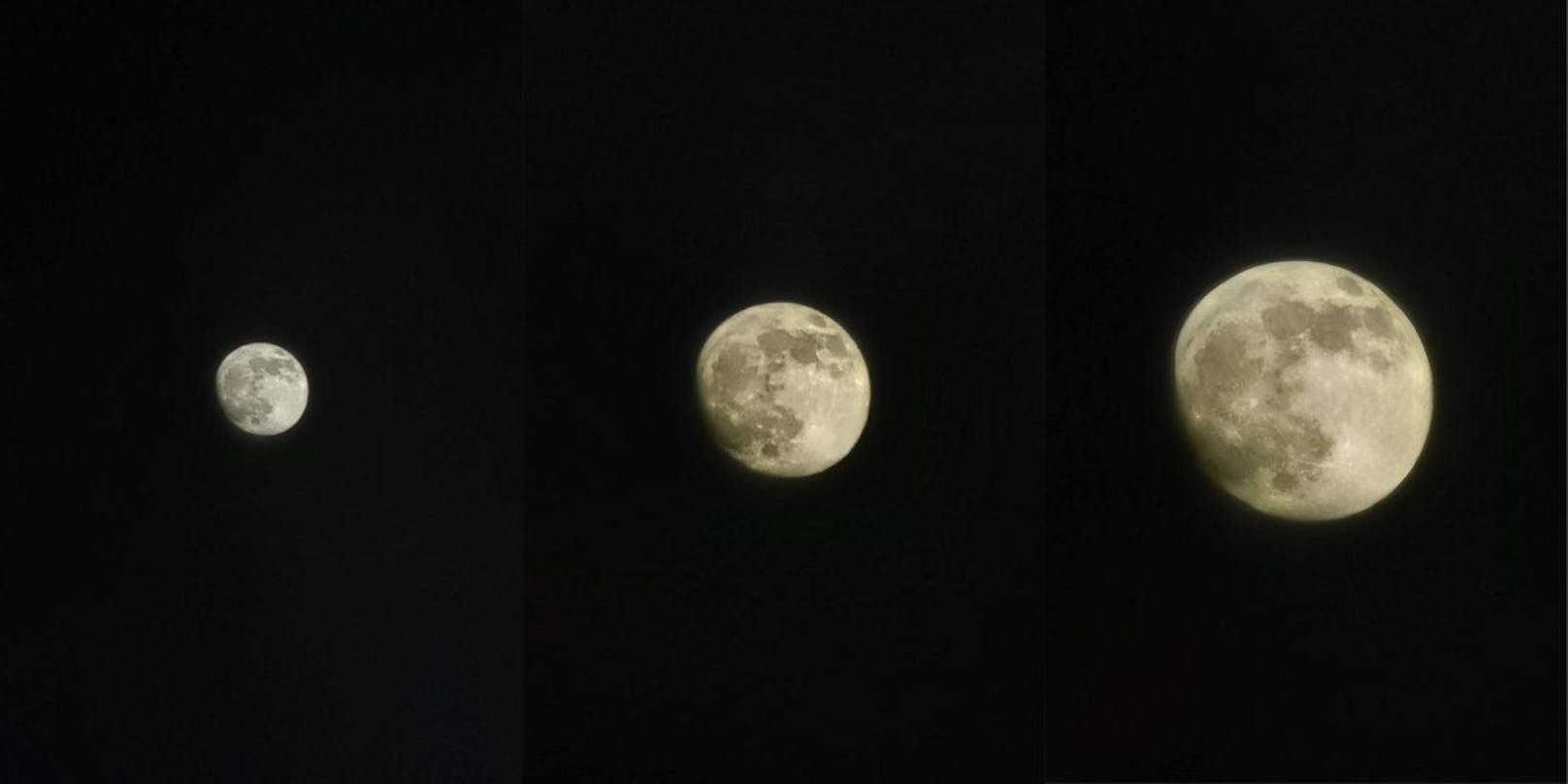 Und natürlich der obligatorische Schnappschuss vom Mond – in 10facher, 20facher und 30facher Zoomstufe.