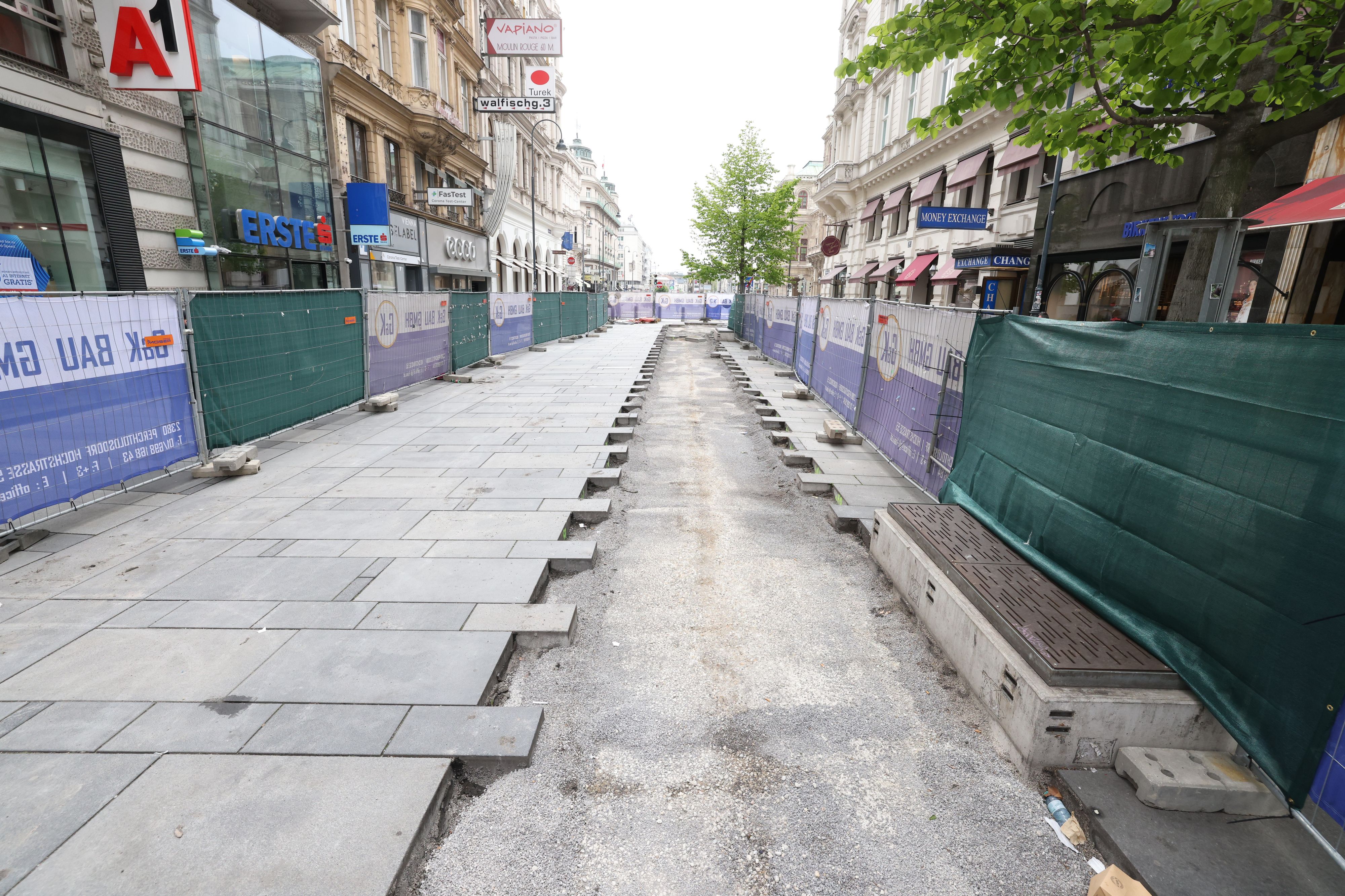 Fernkälte-Baustelle in der Kärntner Straße in Wien.
