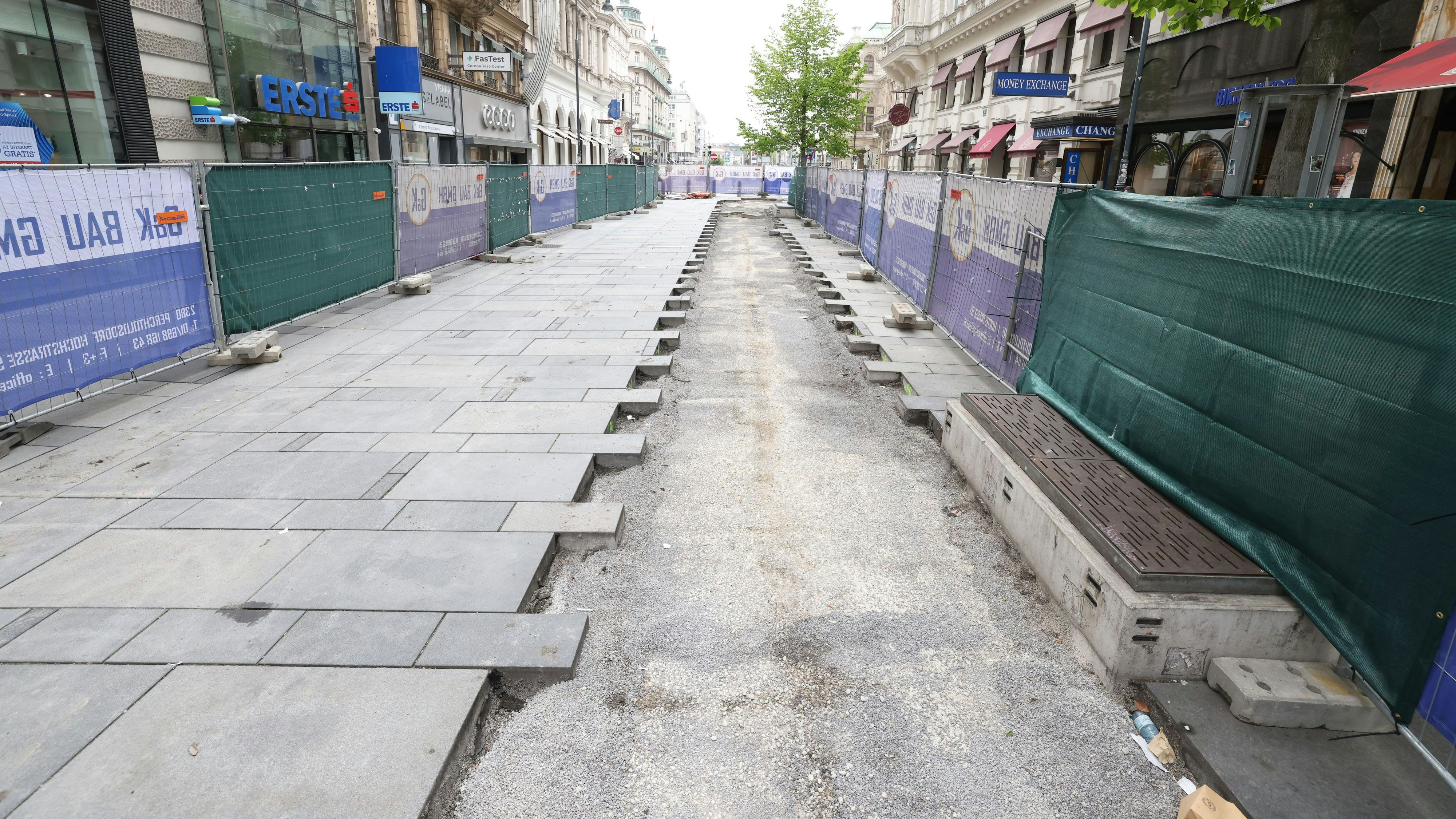 Fernkälte-Baustelle in der Kärntner Straße in Wien.