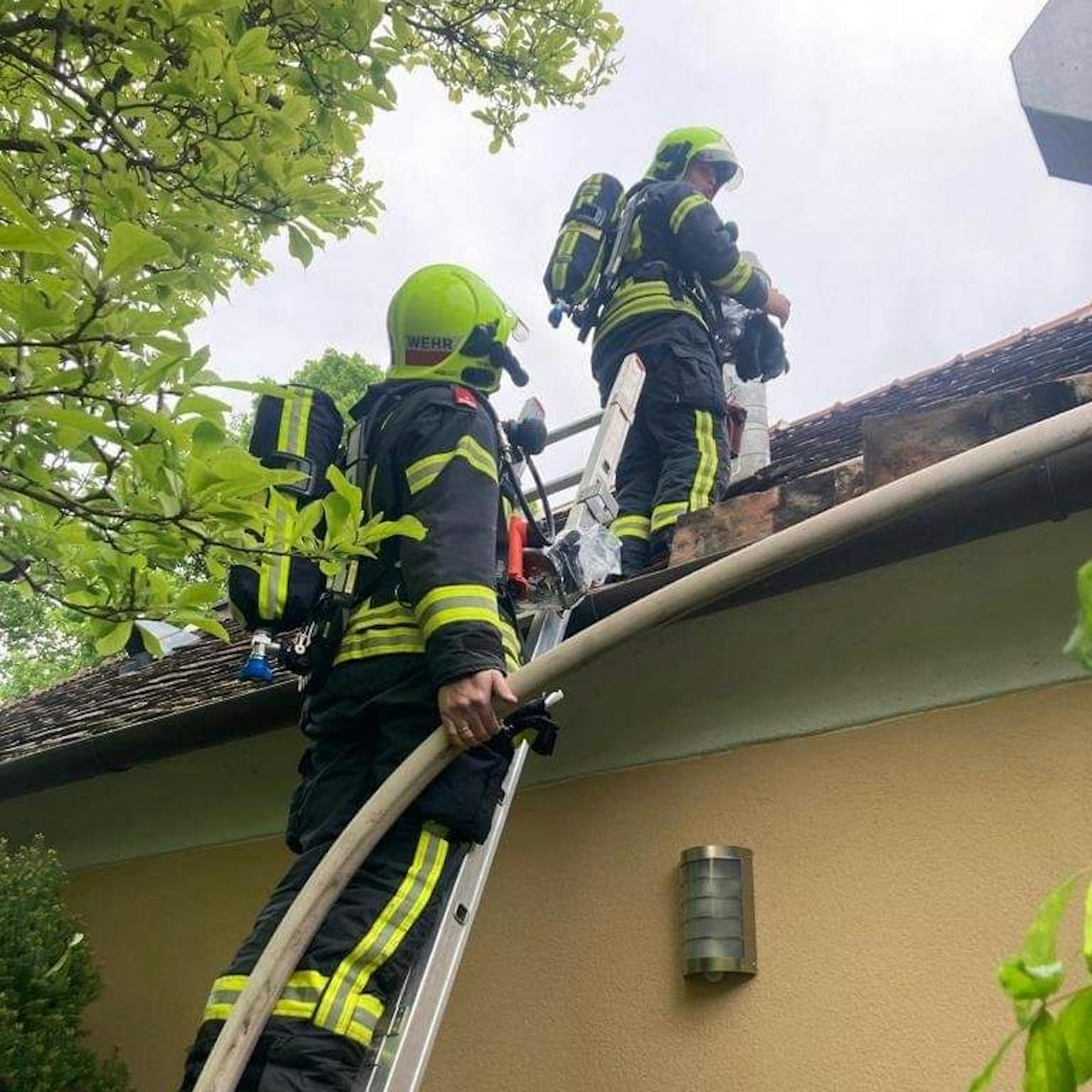 Die Feuerwehrmitglieder im Einsatz