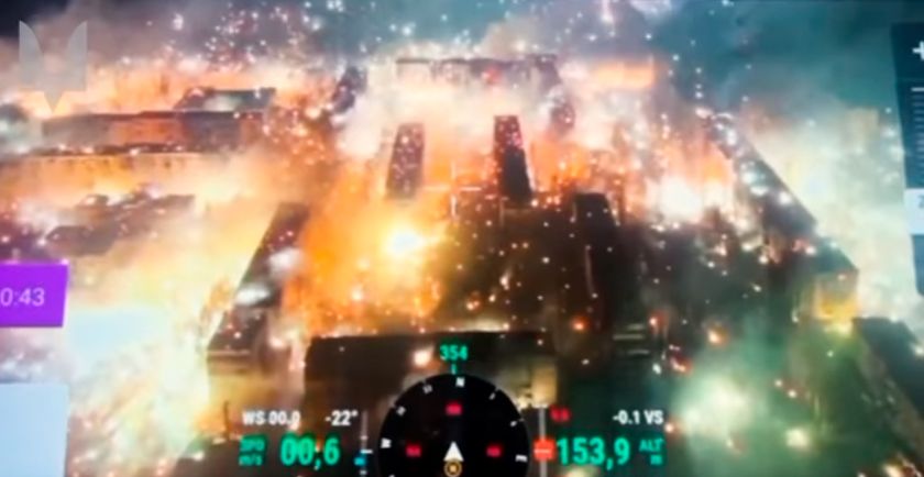 Aufnahmen eines Angriffs mit Phosphor-Bomben, der von der russischen Armee in Bachmut verübt worden sein soll.