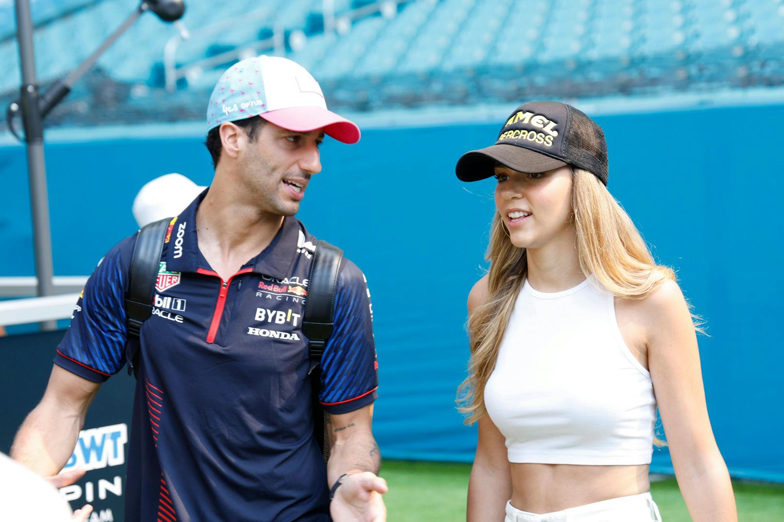 Heidi Berger mit Daniel Ricciardo beim Grand Prix in Miami