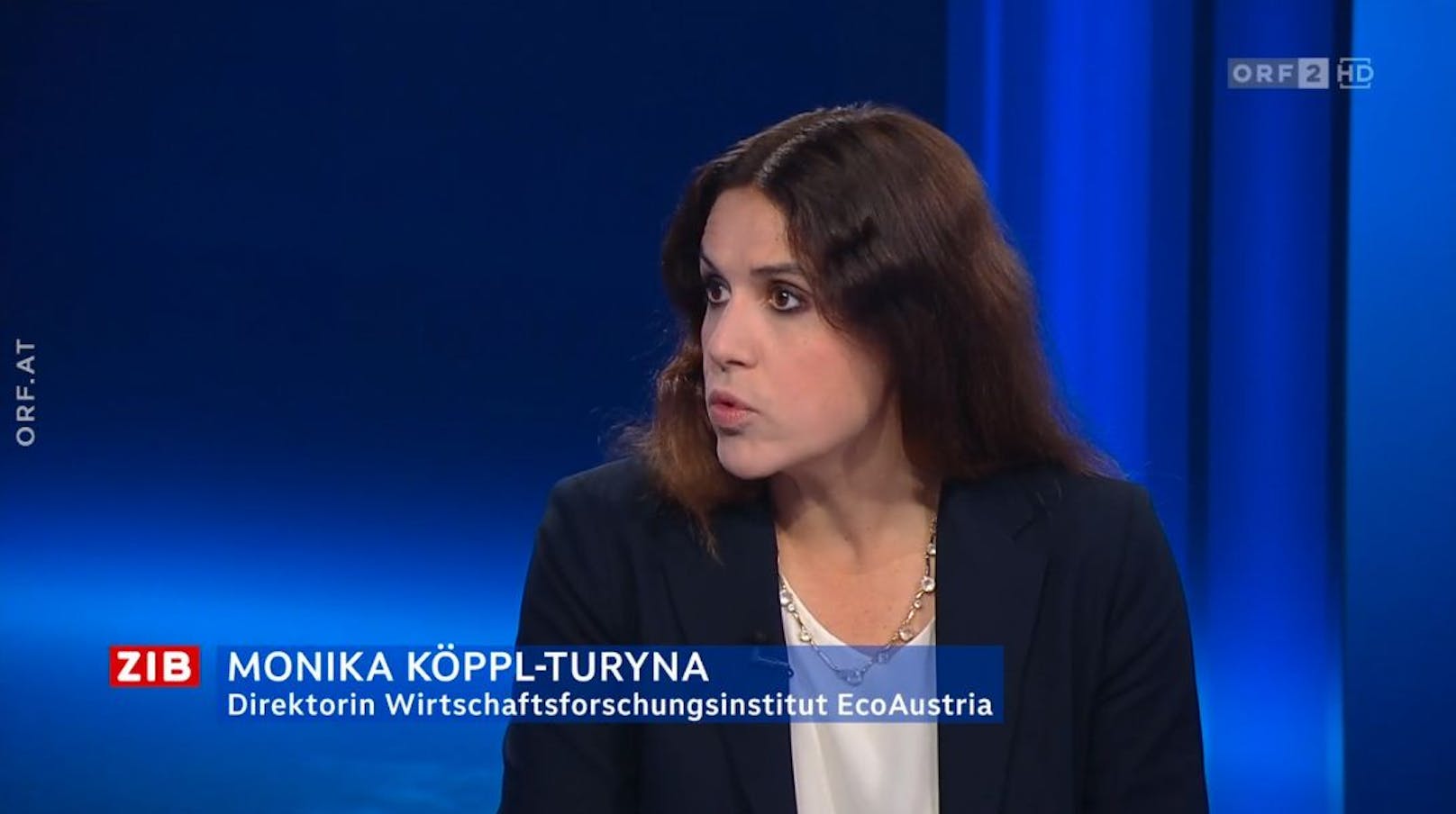 Die Direktorin des Wirtschaftsforschungsinstituts EcoAustria, <strong>Monika Köppl-Turyna</strong>, in der ZIB2.