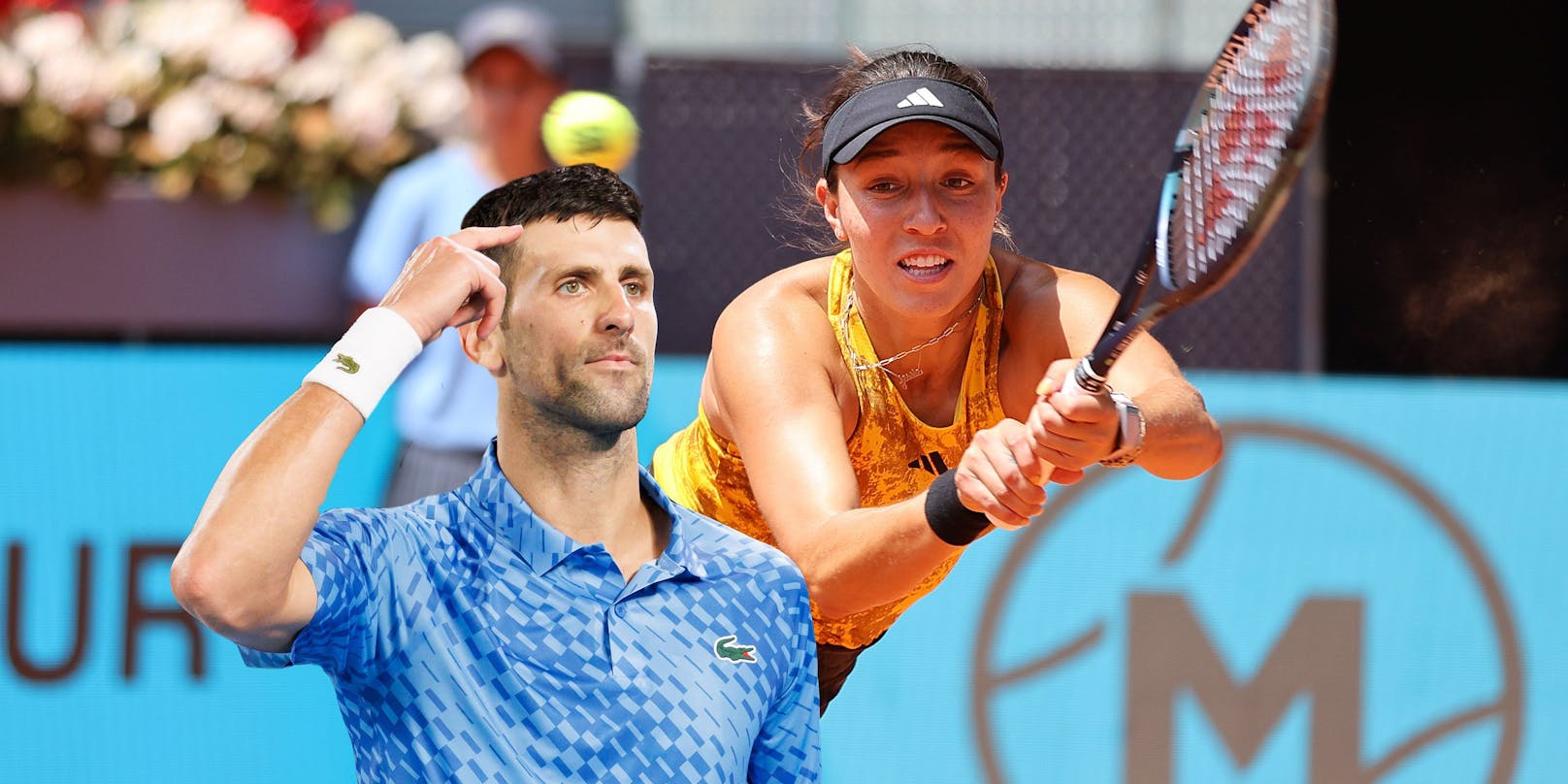 Jessica Pegula (r.) und Novak Djokovic