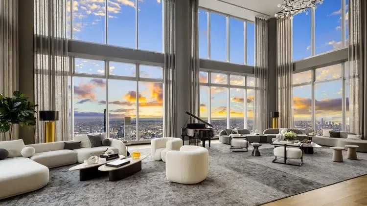 Das Luxus-Penthouse im Central Park Tower umfasst drei Stockwerke.