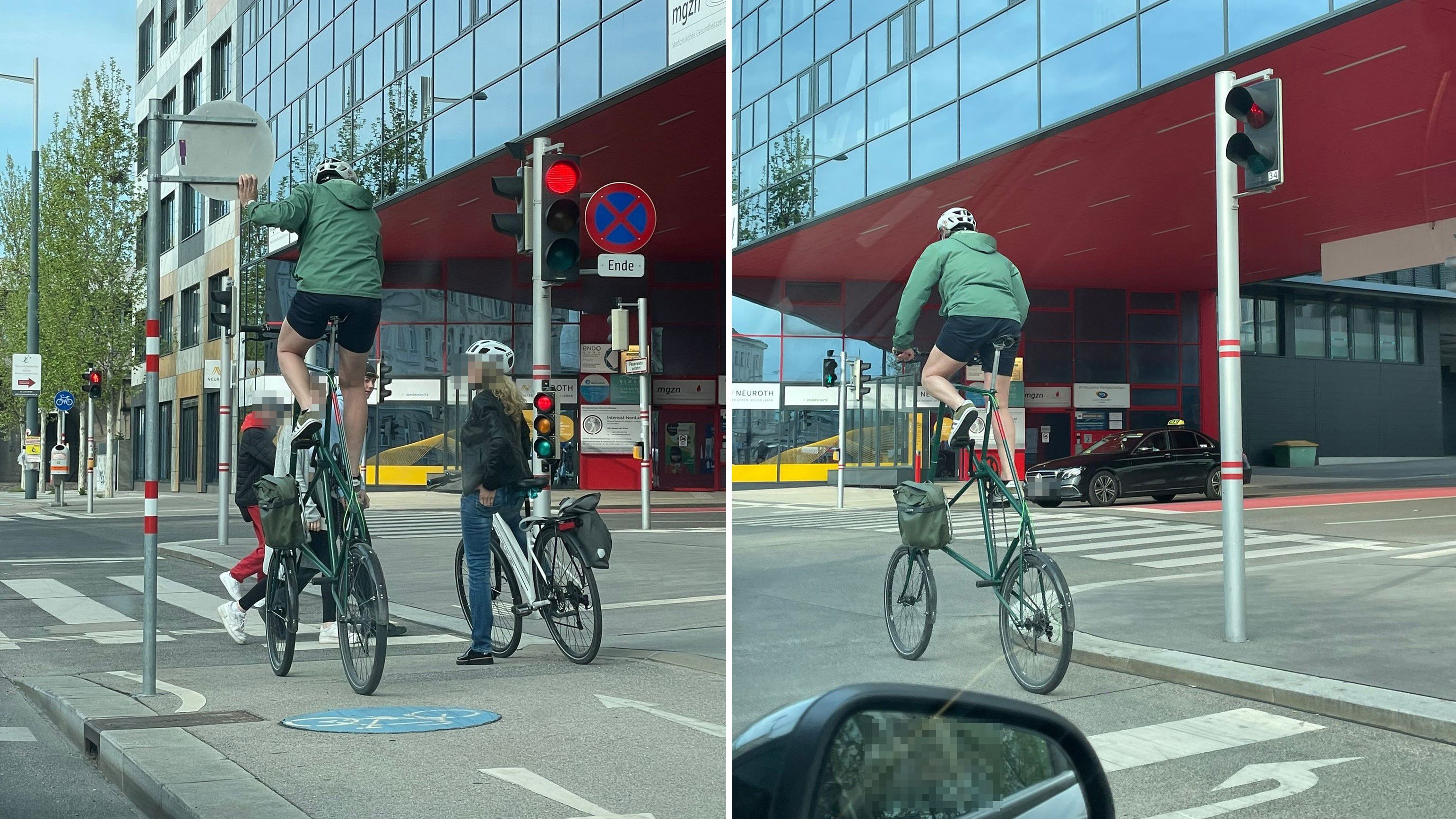 Radfahrer sorgt in Wien-Floridsdorf für Lacher