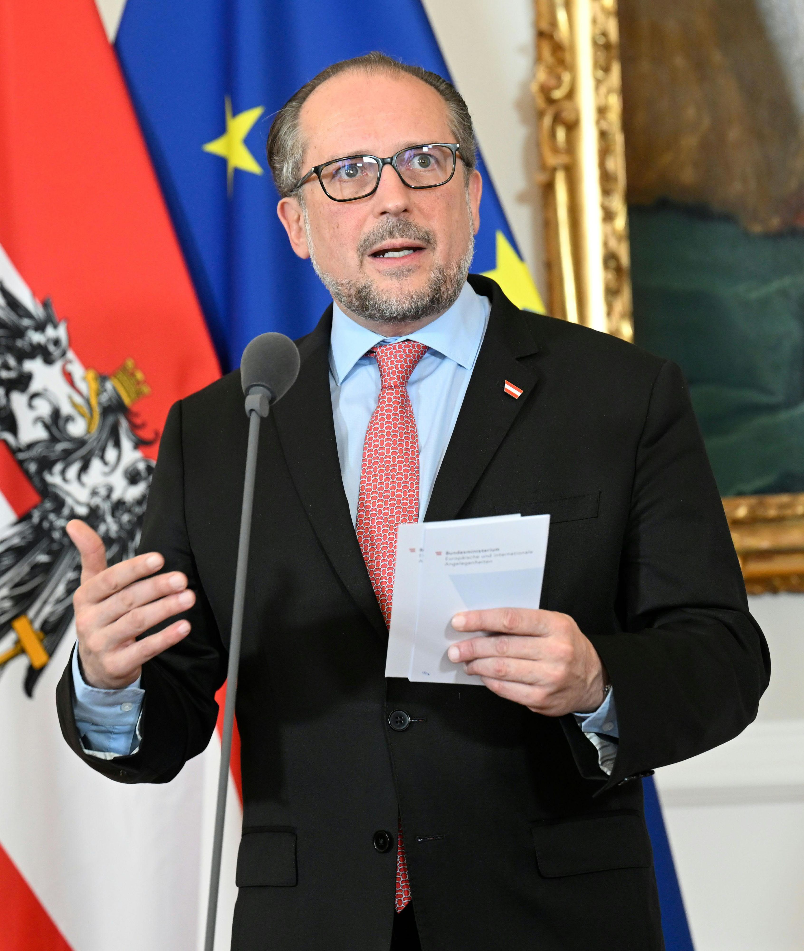 Außenminister Alexander Schallenberg (ÖVP) am 3. Mai 2023 im Rahmen eines Ministerrats.