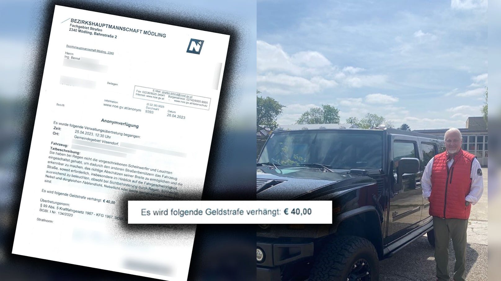 Kein Licht trotz Sonne – 40 € Strafe für Hummer-Fahrer
