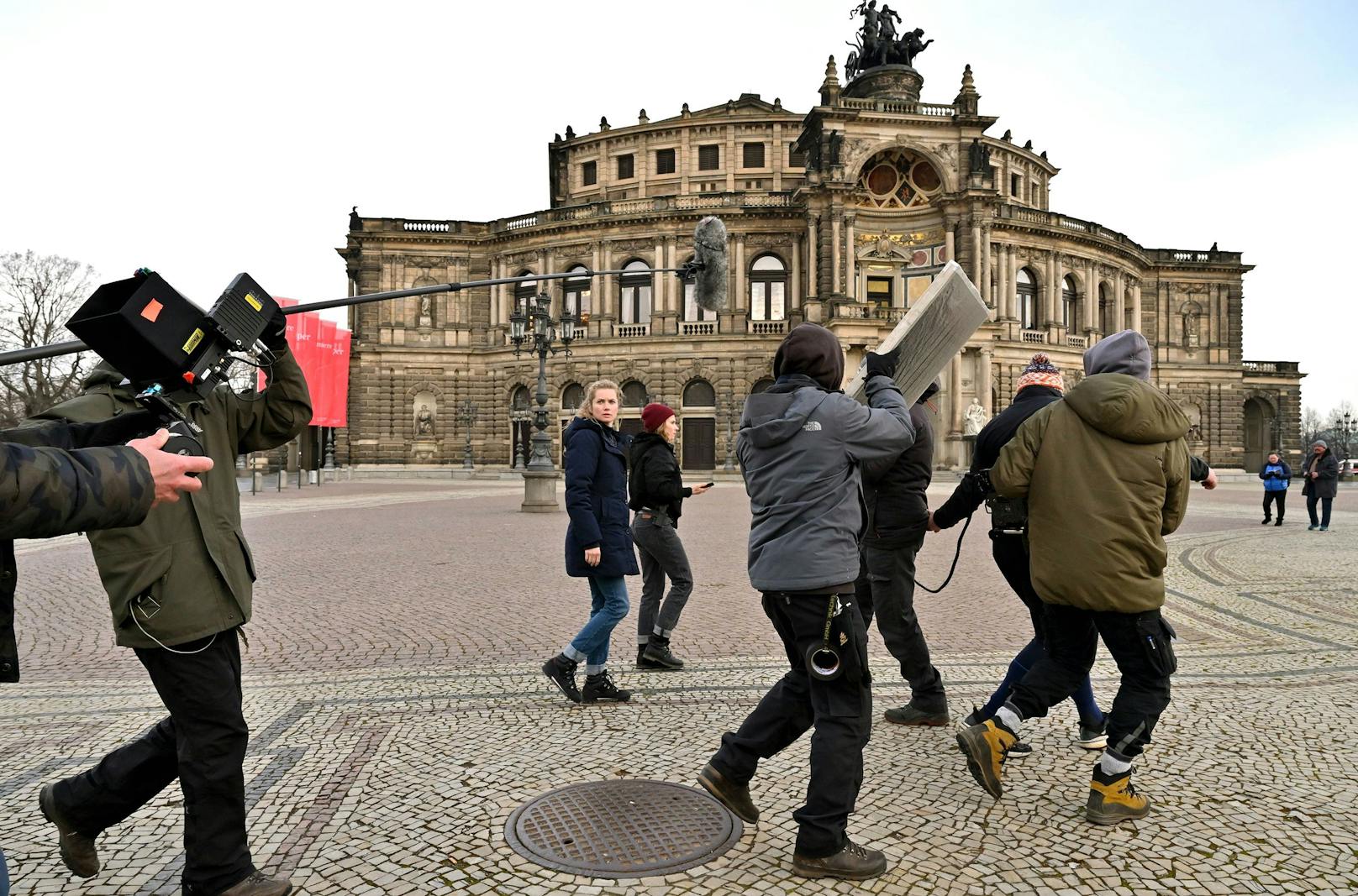 Tatortdreh am Theaterplatz in Dresden