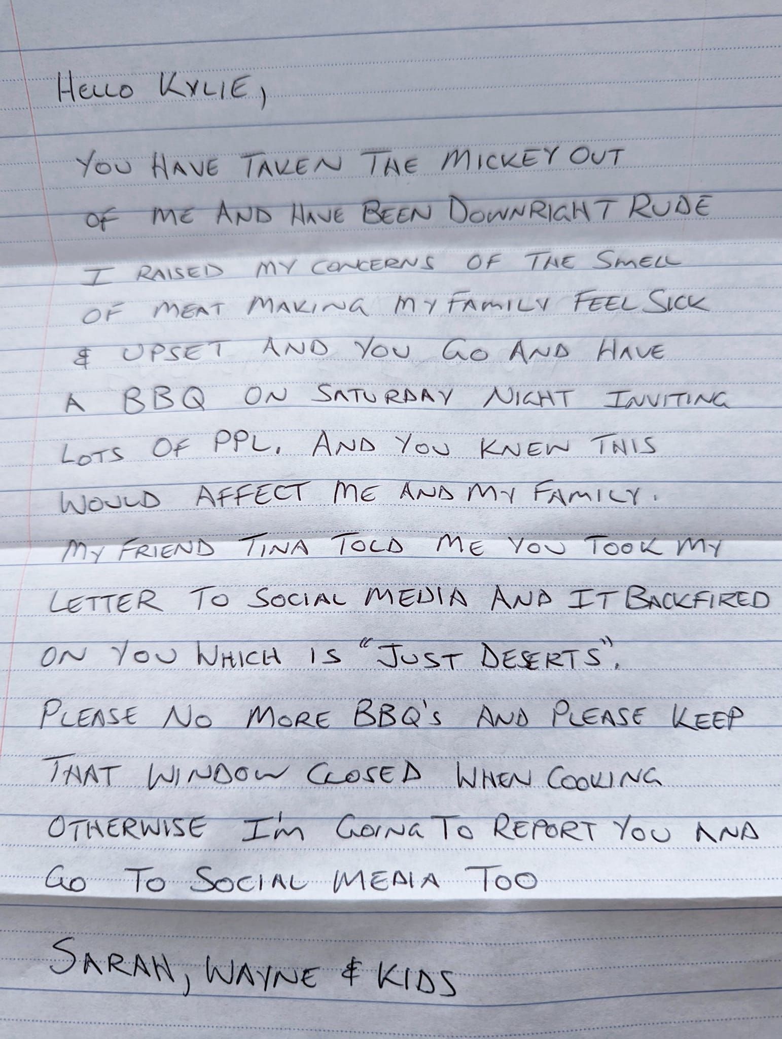 Der zweite Brief der veganen Familie.