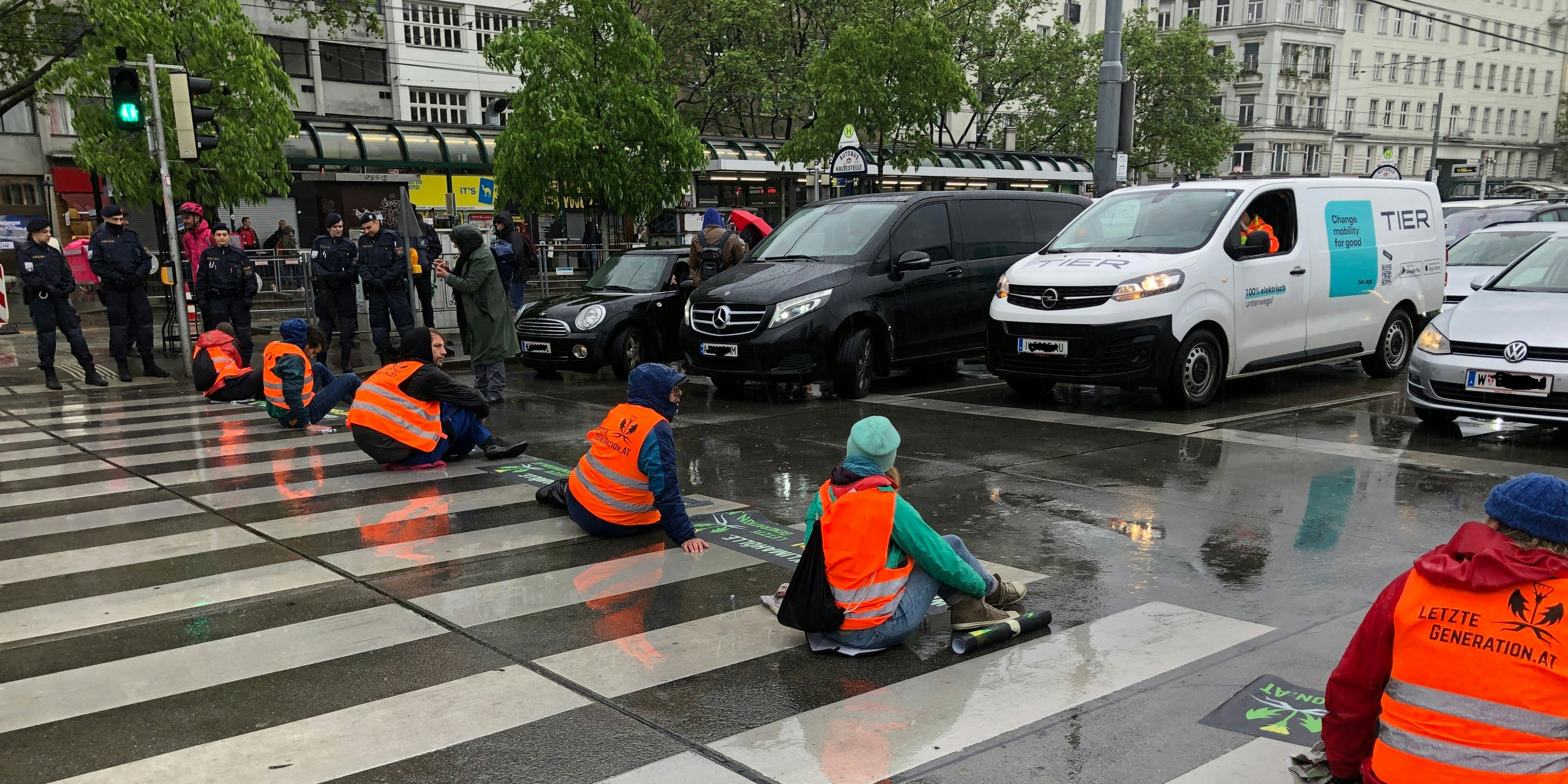 Blockade am Franz Josefs Kai in Wien