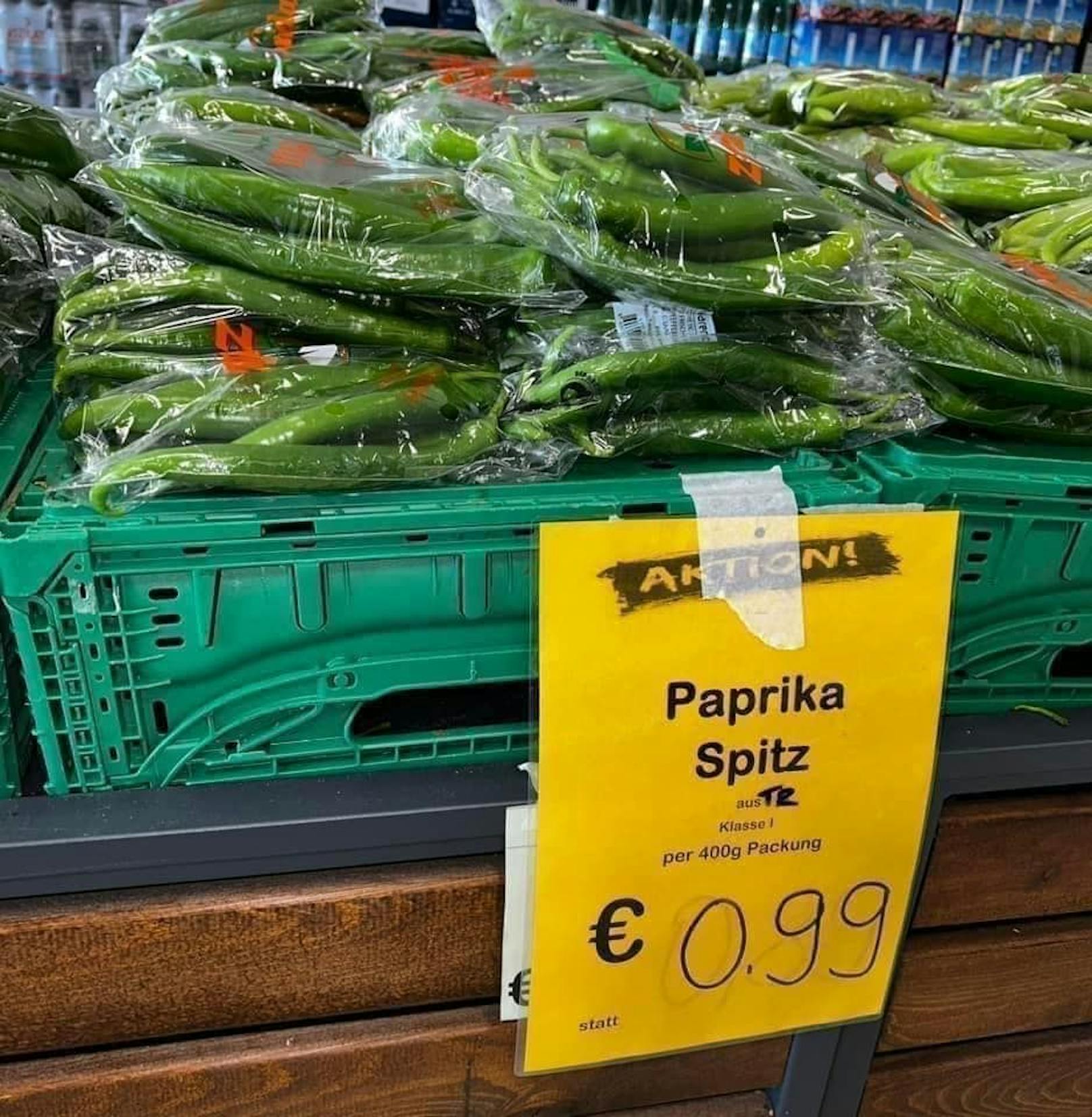 Paprika aus der Türkei um 99 Cent.