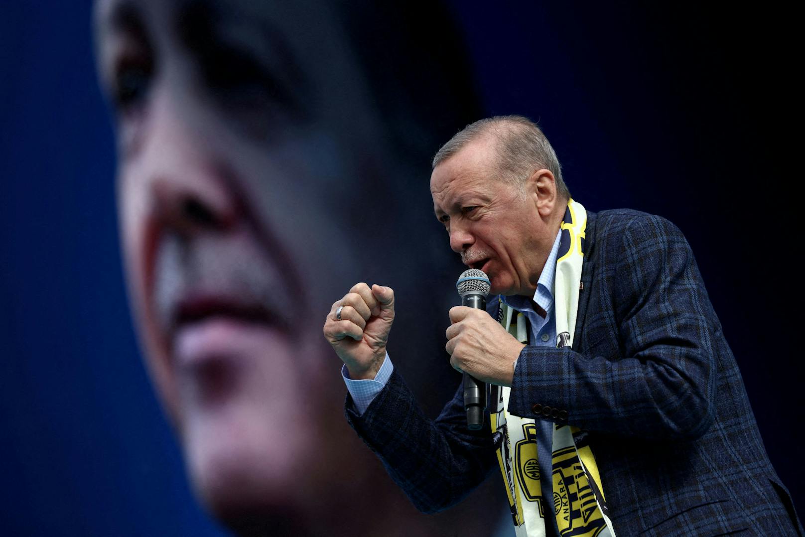 Recep Tayyip Erdogan bei einer Wahlkampveranstaltung in Ankara am 30. April. 