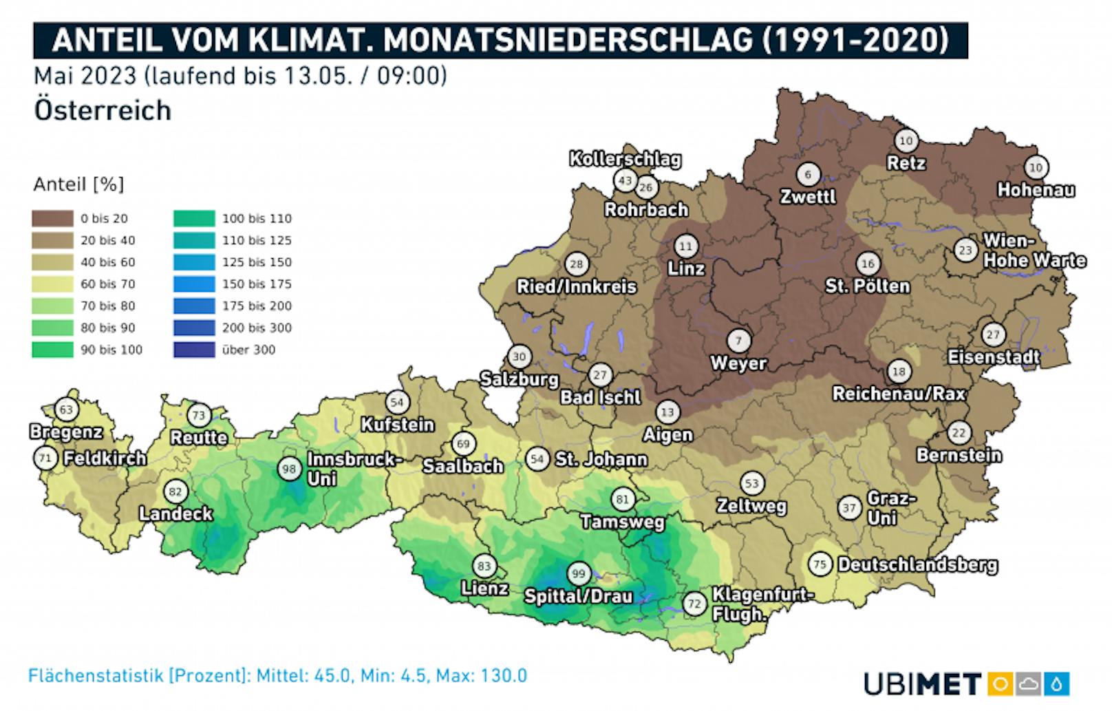 Anteil vom klimatologischen Monatsniederschlag