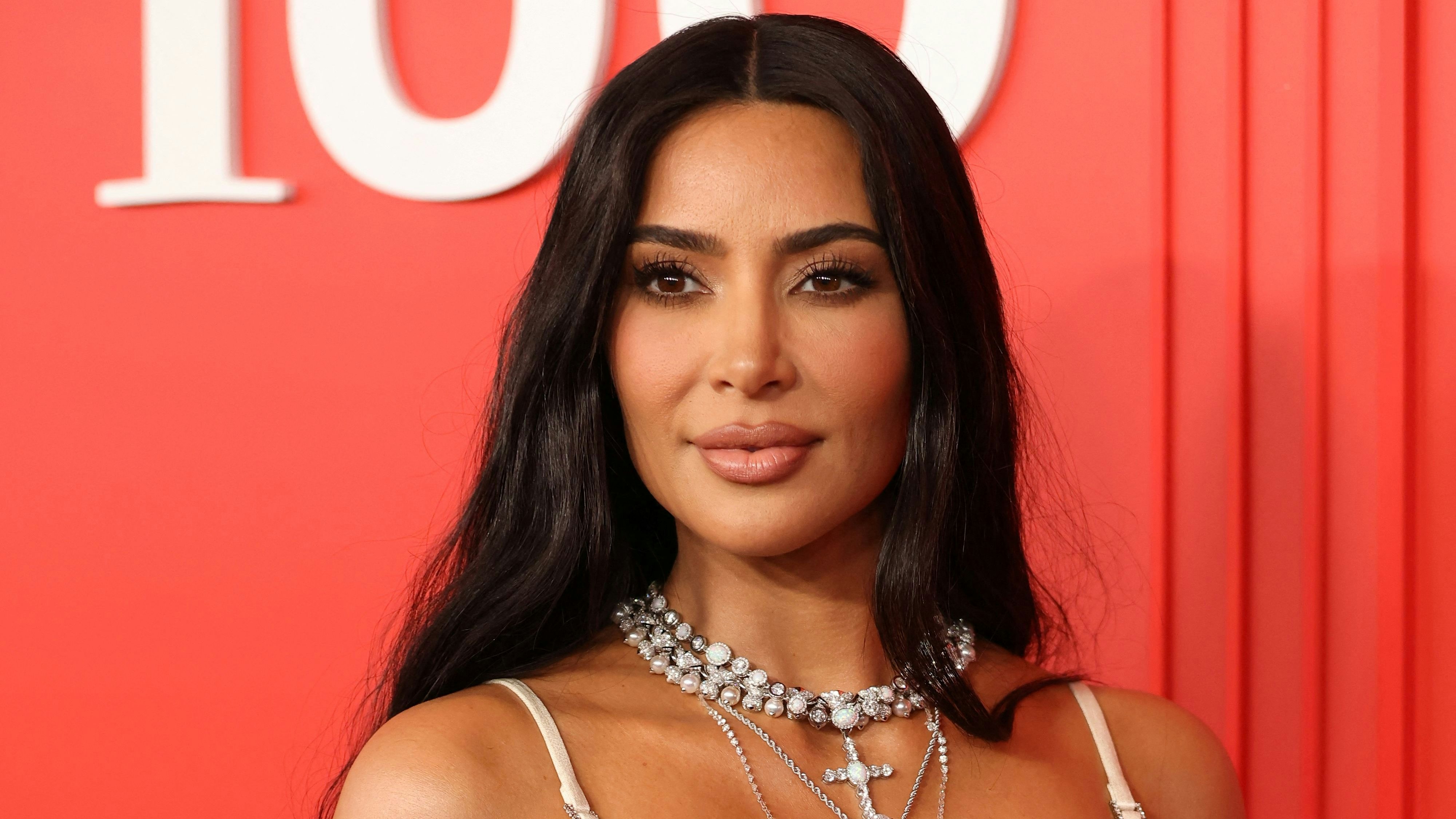Kim Kardashian poses on the red carpet as she arrives for the Time Magazine 100 gala celebrating their list of the 100 Most Influential People in the world in New York City, New York, U.S., April 26, 2023. 