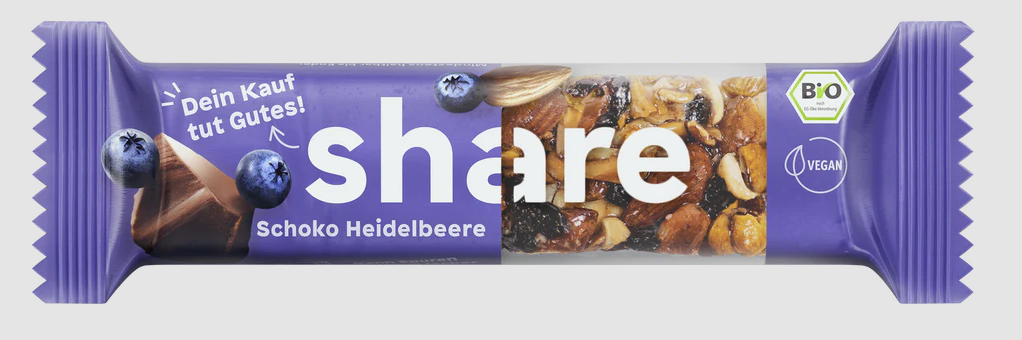 Für den "<strong>share Bio Nussriegel Schoko &amp; Heidelbeere</strong>" (35g) wurde ein Rückruf gestartet.