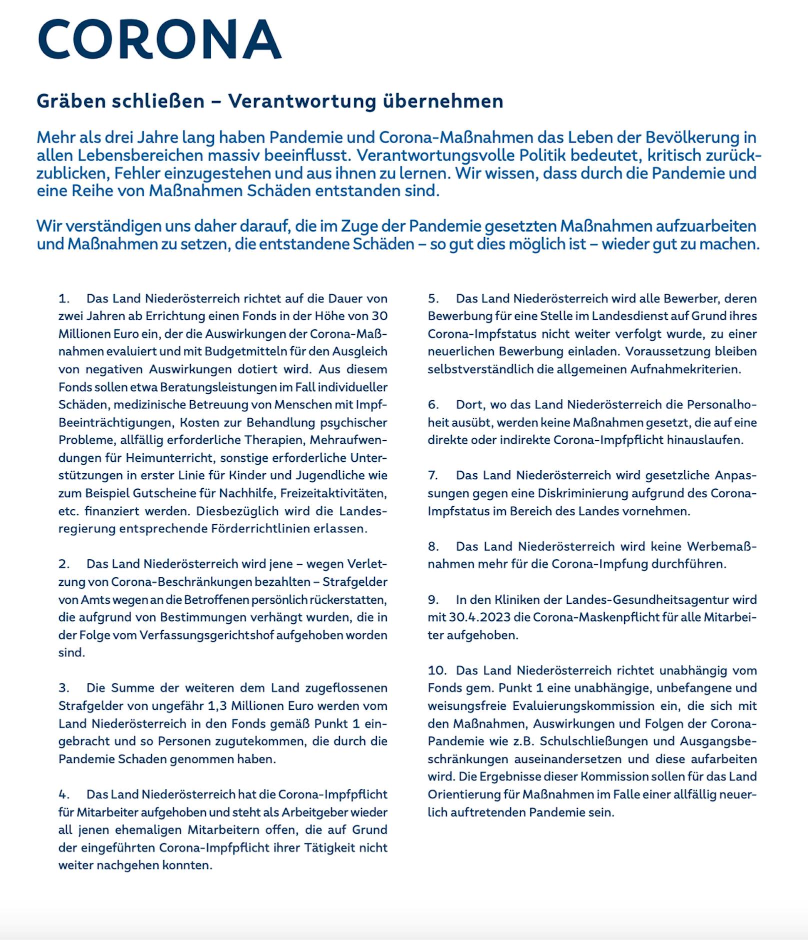 Seite 6 des Arbeitsübereinkommens der VP-FP soll so umgesetzt werden.