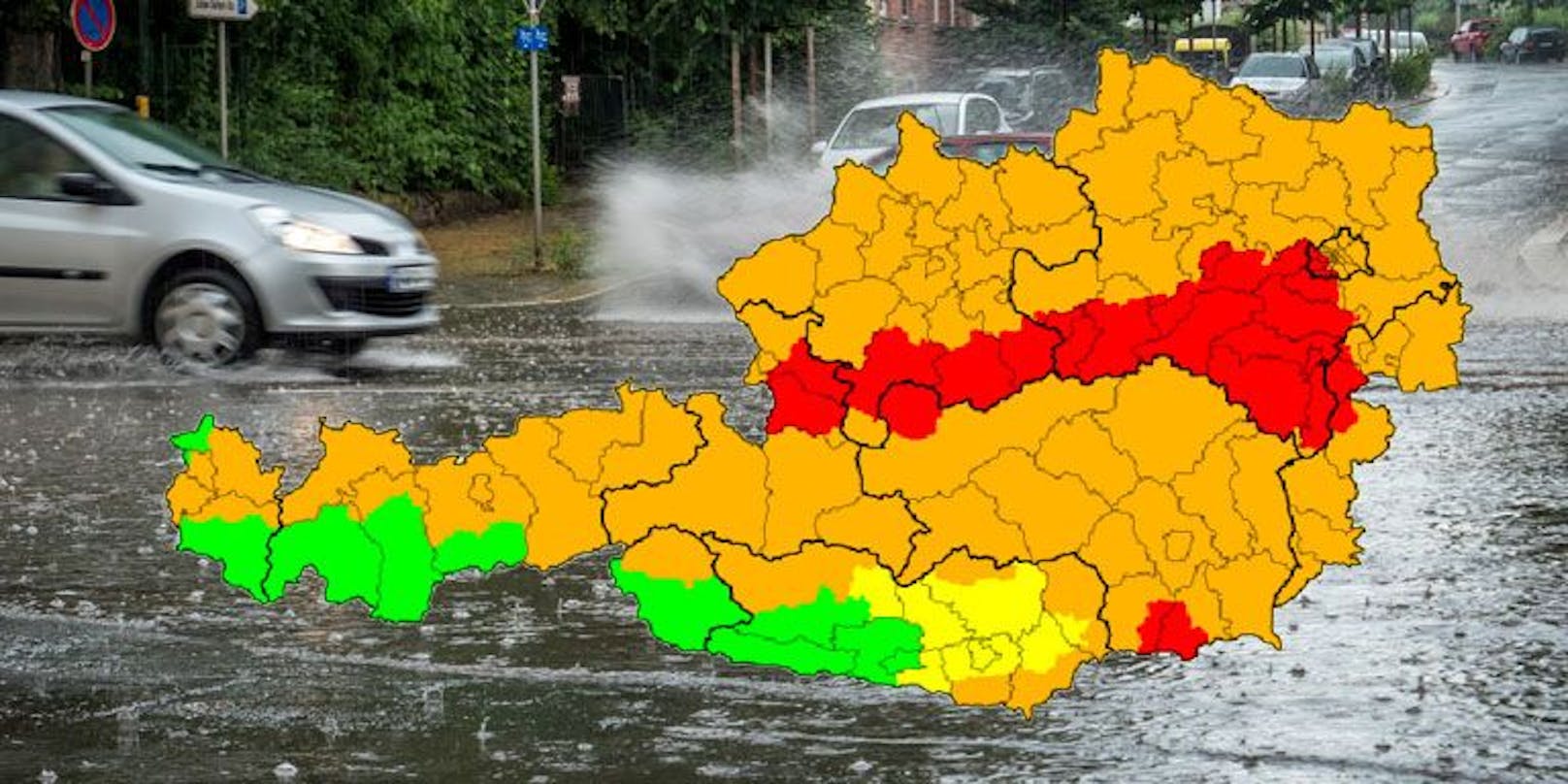 Eine Regen-Walze überrollt am Dienstag ganz Österreich.