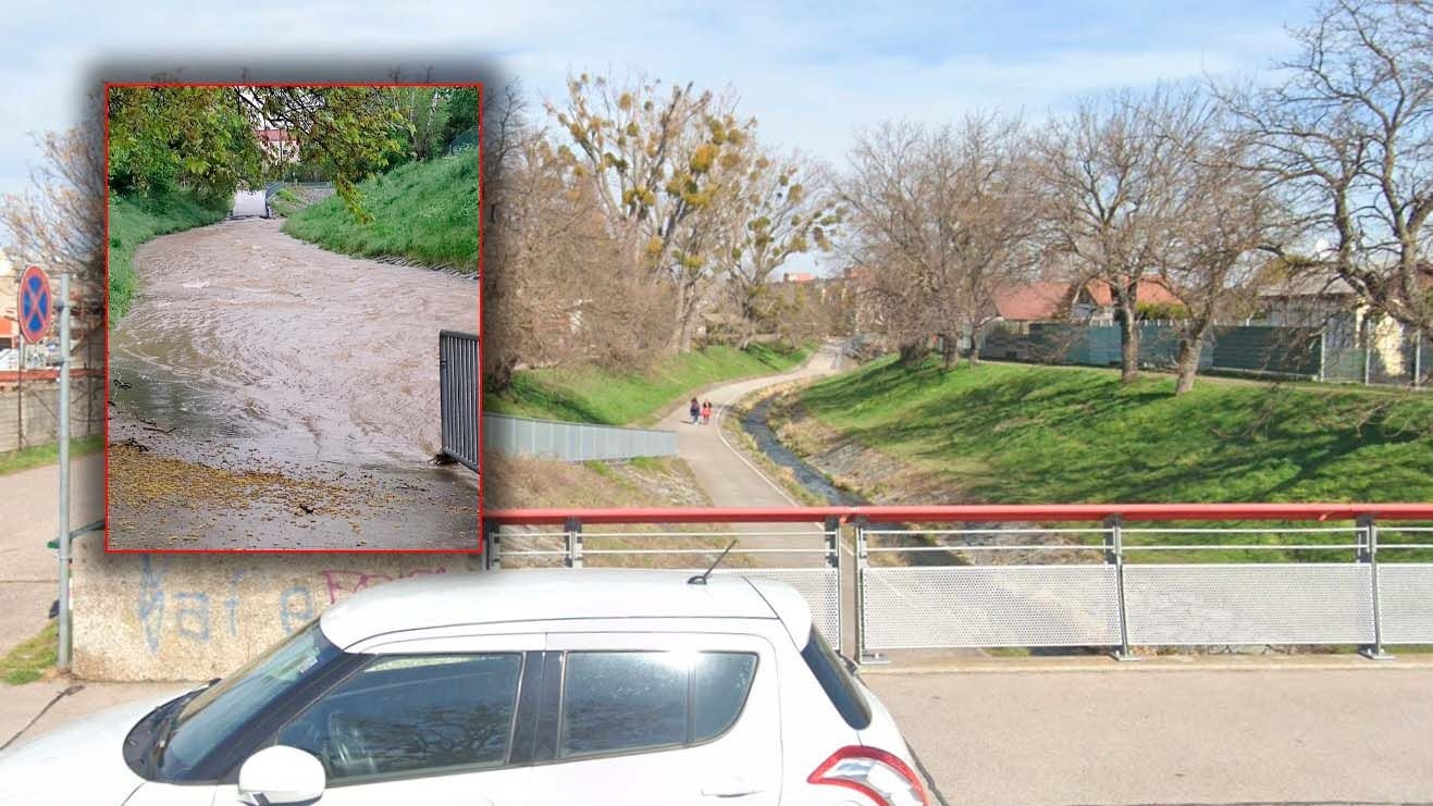 Der Liesingbach ist über seine Ufer getreten. 