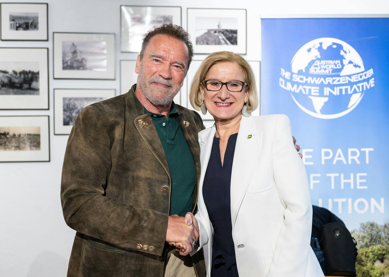 Landeshauptfrau Johanna Mikl-Leitner und Arnold Schwarzenegger eröffnen den Austrian World Summit Hub in Asparn an der Zaya im Bezirk Mistelbach.