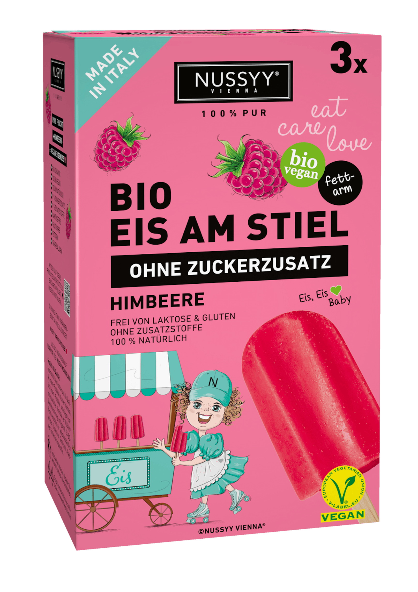 Mit dem neuen Bio-Eis am Stiel zieht die Bio-Love Brand NUSSYY exklusiv bei Spar, Eurospar und Interspar ab sofort in die Eisregale ein. Hergestellt in Italien, überzeugen die Eiskreationen der Wiener Authentic Food Manufaktur in den beliebten Sorten Erdbeere, Schokolade und Himbeere. Erhältlich in der 3-er Packung um 3,99 Euro.