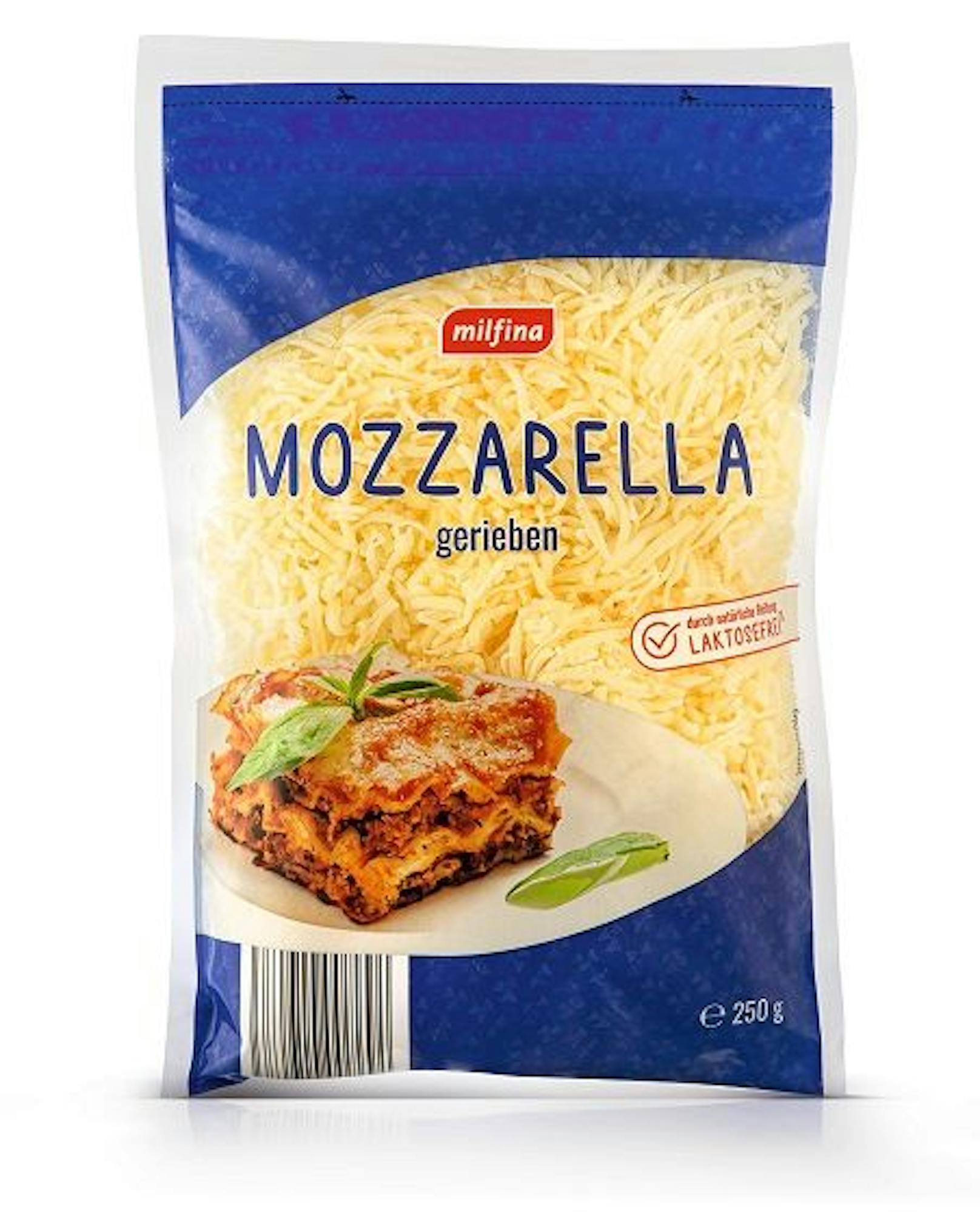 MILFINA Mozzarella gerieben: 250 g, um 2,29 Euro im Vergleich zu 2,49 Euro per Packung (Preissenkung per 17.05.2023) - Preisreduktion um 8 % = € 2,29 | € 0,92/100g