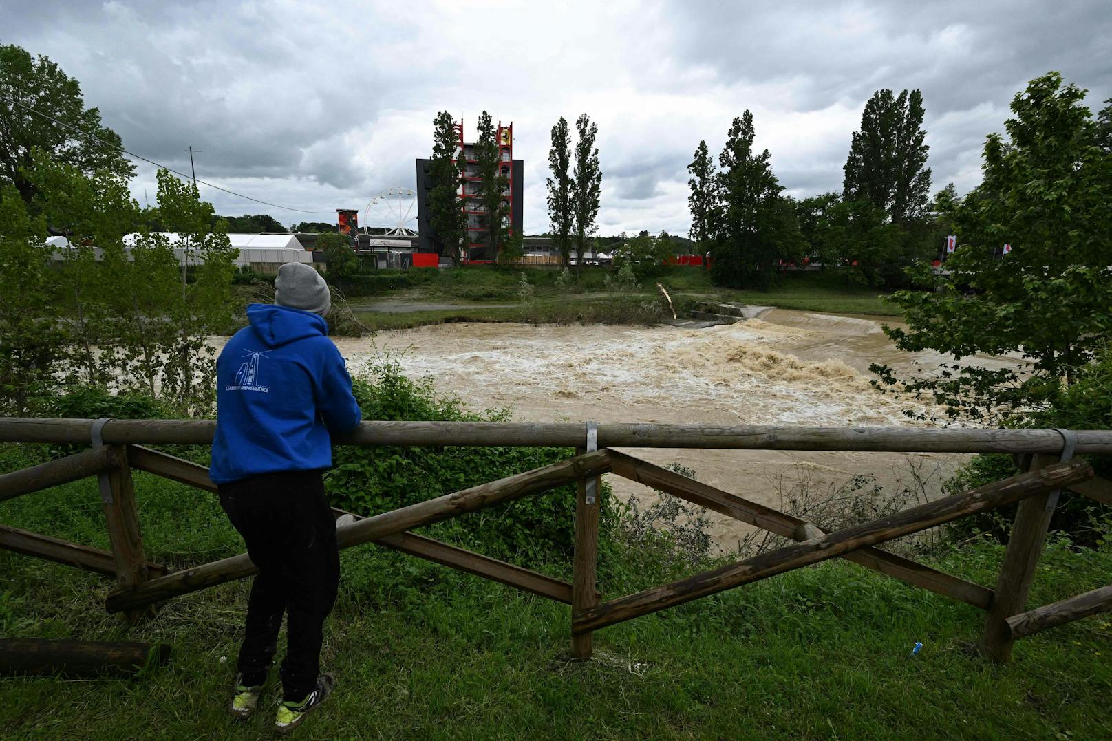 Der Fluss Santerno an der Imola-Rennstrecke am 18. Mai 2023.