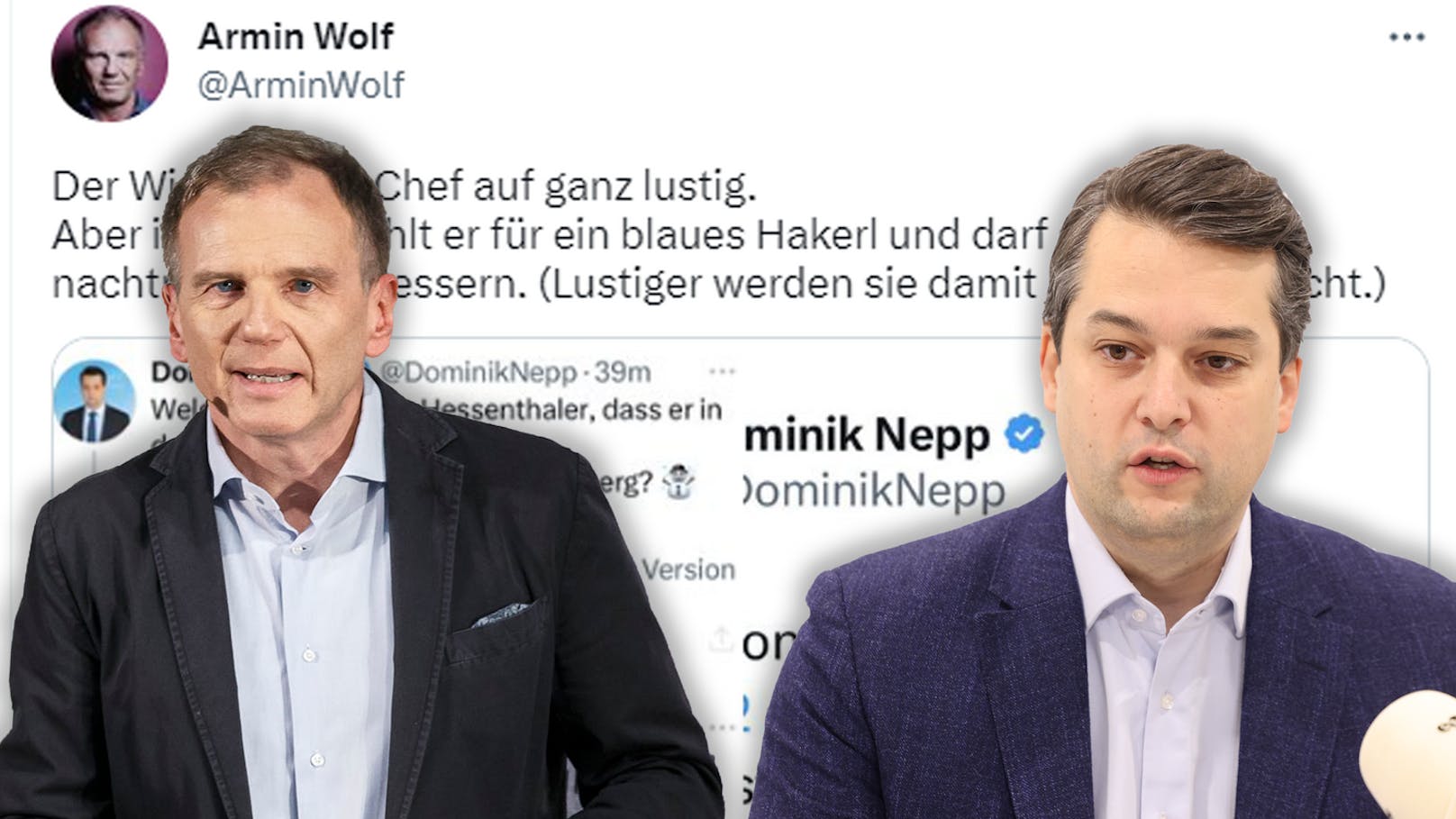 Schlagabtausch zwischen ORF-Moderator Armin Wolf und FPÖ-Wien-Chef Dominik Nepp.