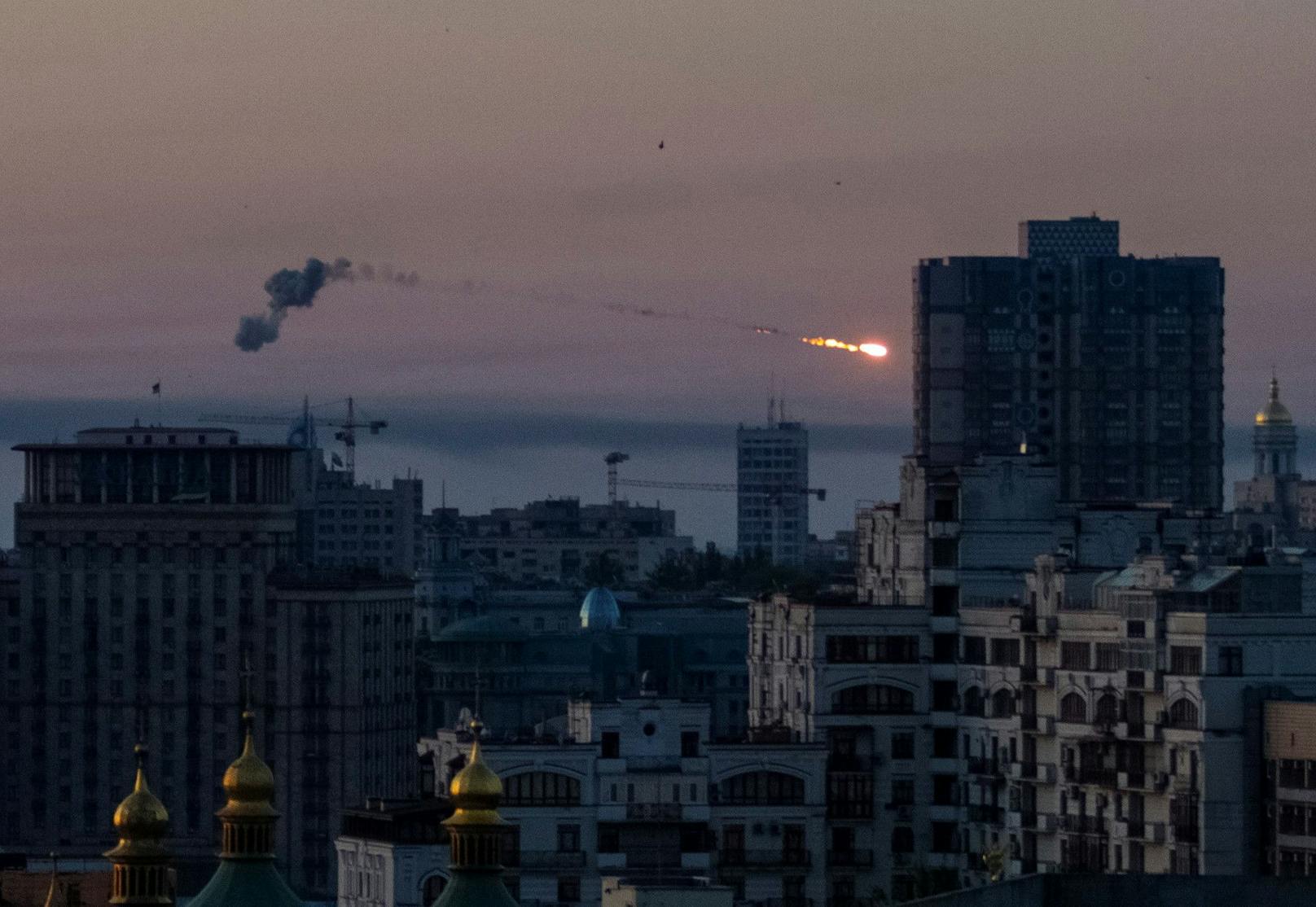 Die Explosion einer Rakete über Kiew am 18. Mai 2023. 