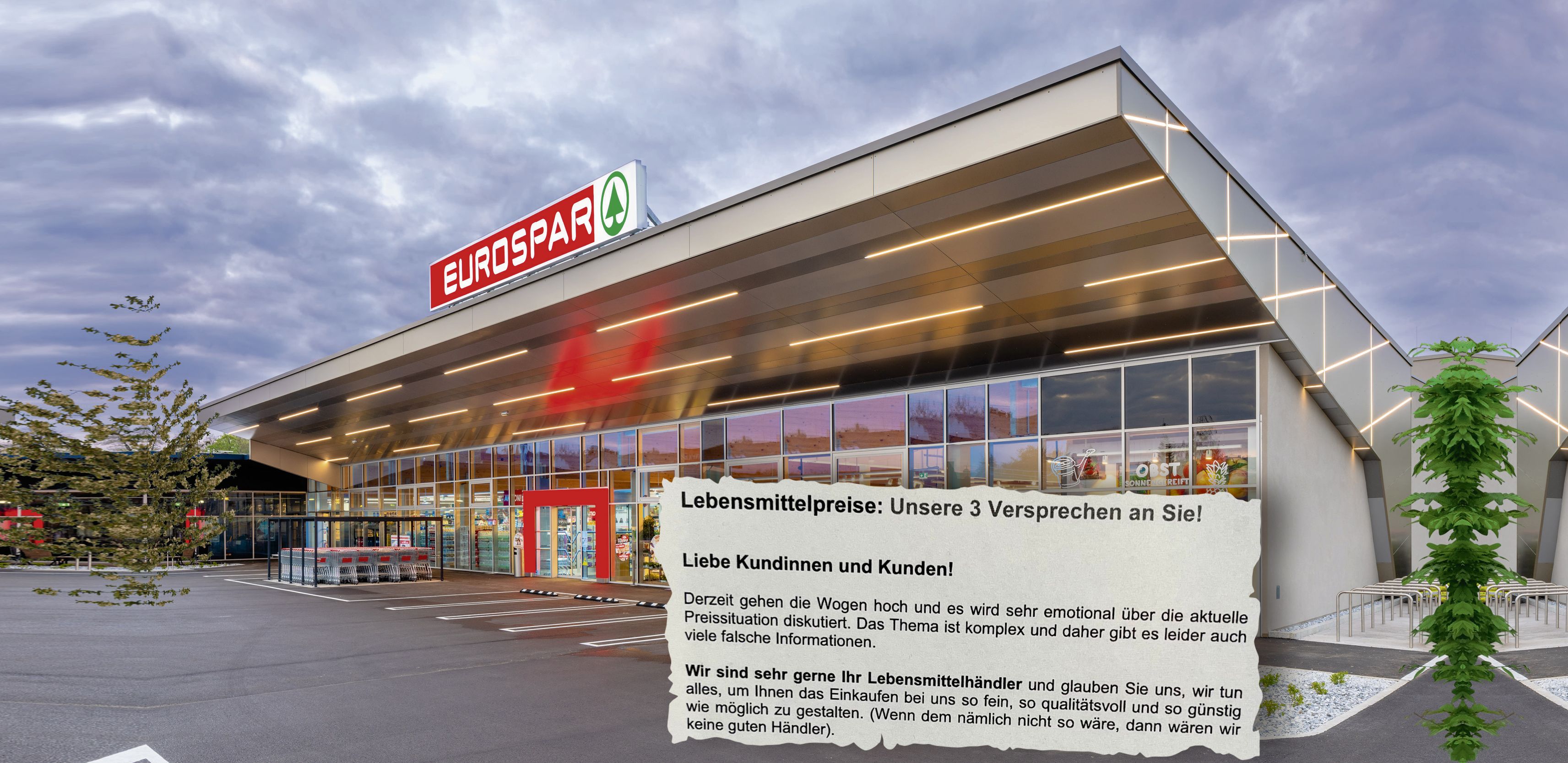 Angesichts der massiv gestiegenen Lebensmittelpreise gibt Spar jetzt drei Versprechen ab.