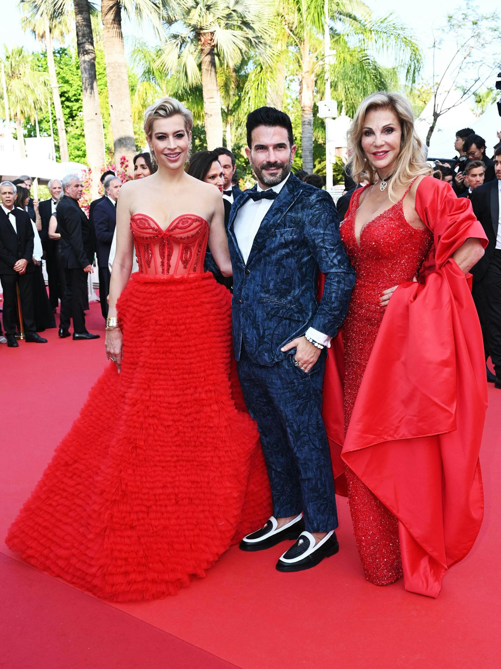 Verena Kerth und Marc Terenzi mit der Schweizer Verlegerin Jolanda Risi bei den Filmfestspielen in Cannes.