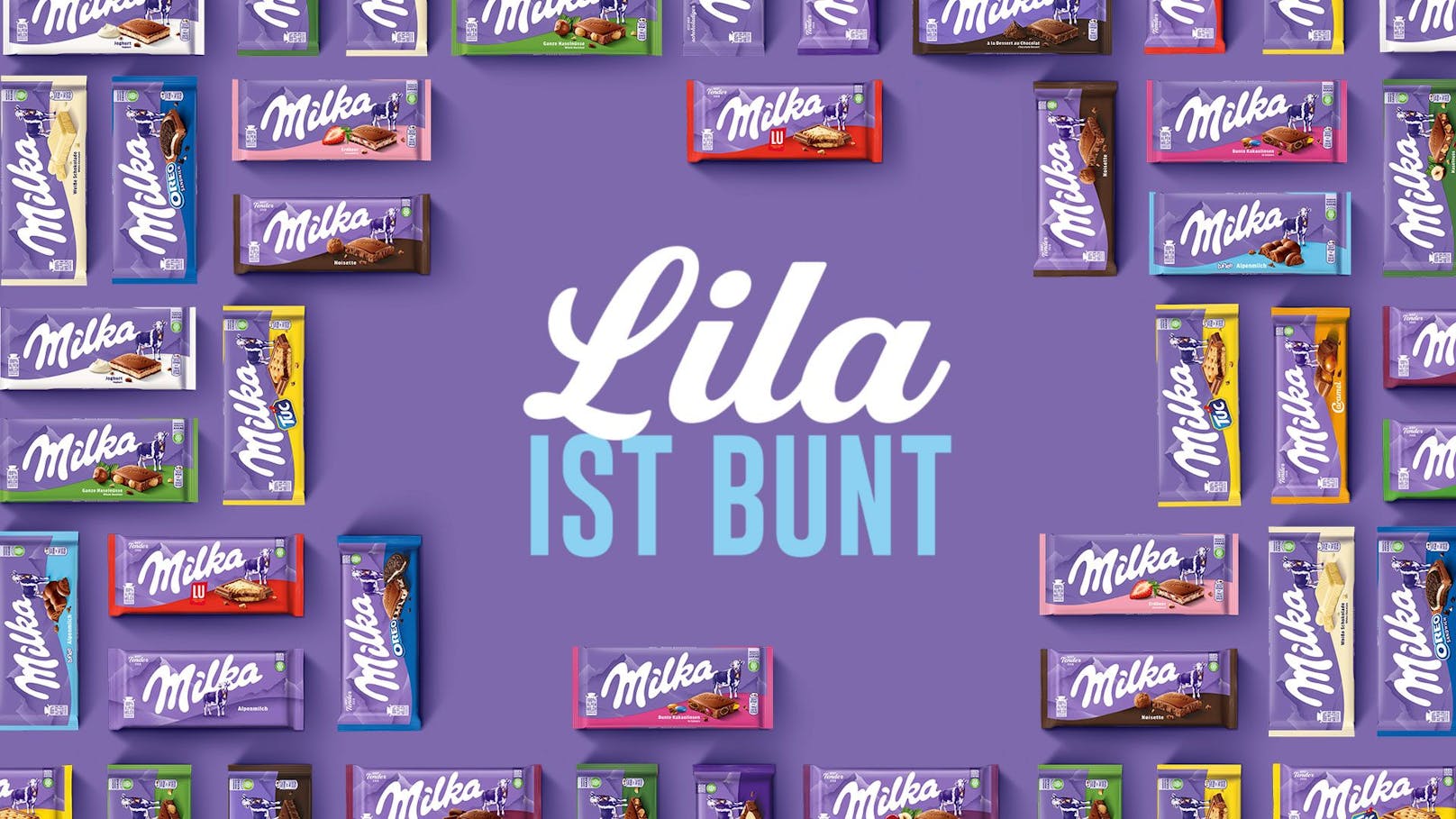 "Lila ist bunt": Im Rahmen der neuen Kampagne dreht sich alles um die Vielfalt des Milka-Tafelportfolios.&nbsp;