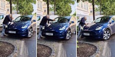 Clinch um Parklücke in Wien, dann gibt Tesla-Lenker Gas