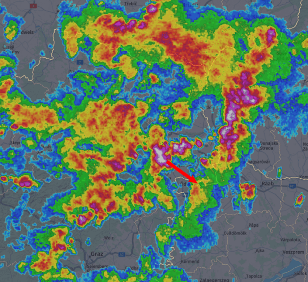 Eine riesige, besonders starke Gewitterzelle querte am Dienstag Österreich.