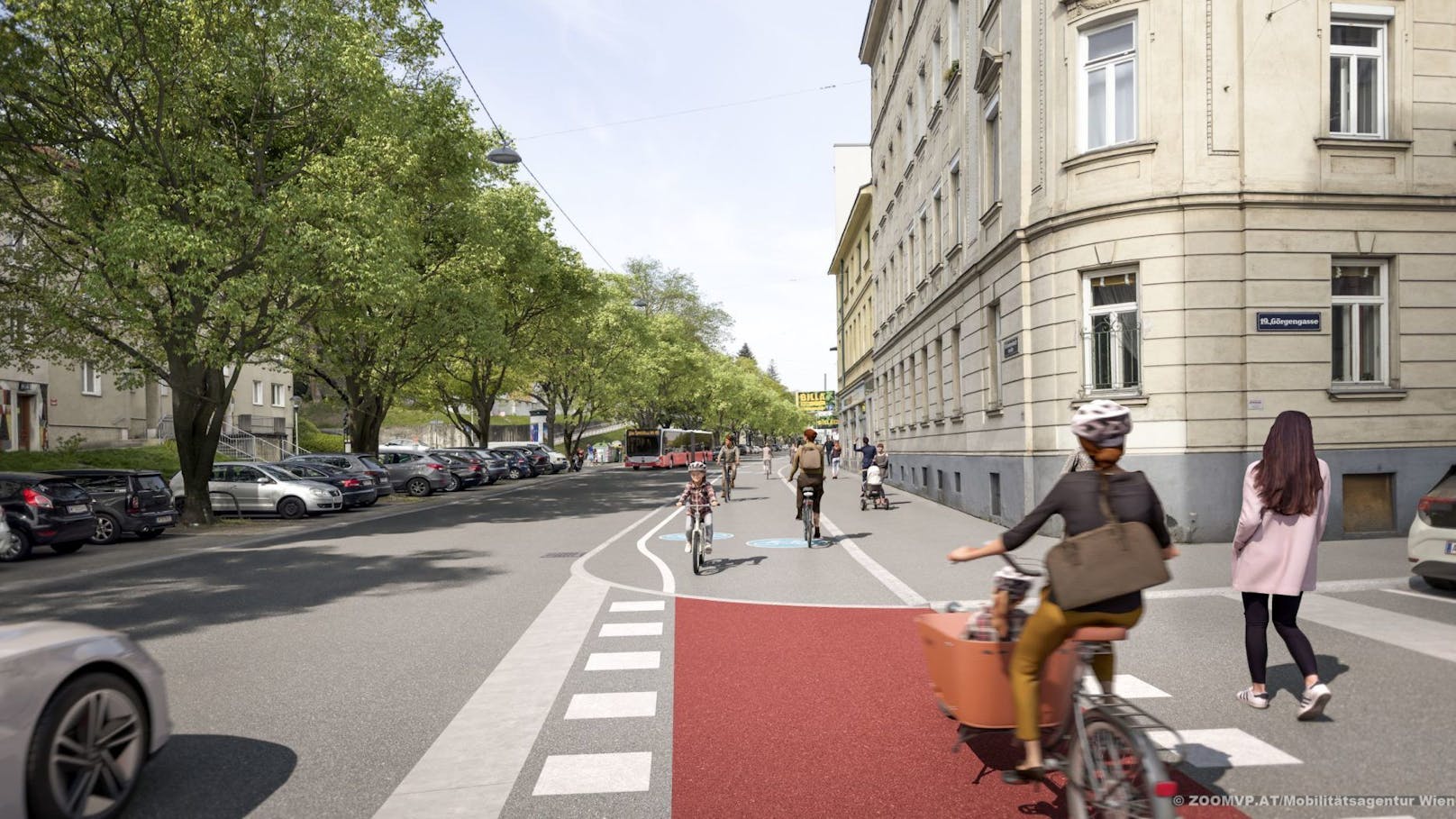 So soll der Radweg in der Krottenbachstraße in Wien-Döbling aussehen. 