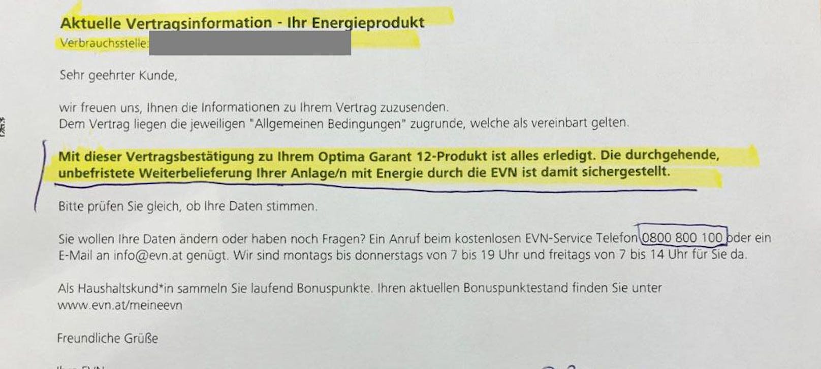 Mit dieser Vertragsbestätigung sei alles erledigt.