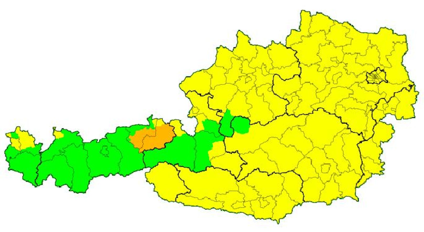 Die aktuellen Gewitter-Vorwarnungen: In diesen Regionen (gelb) kann es heute noch kräftig krachen!